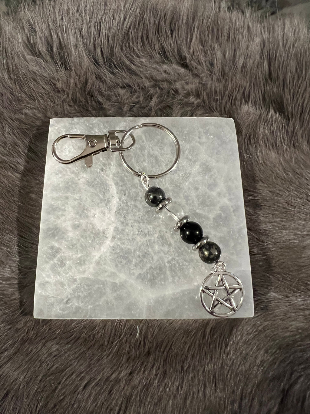 Gemstone Manifestation Keychain: Witchy Intention Charm