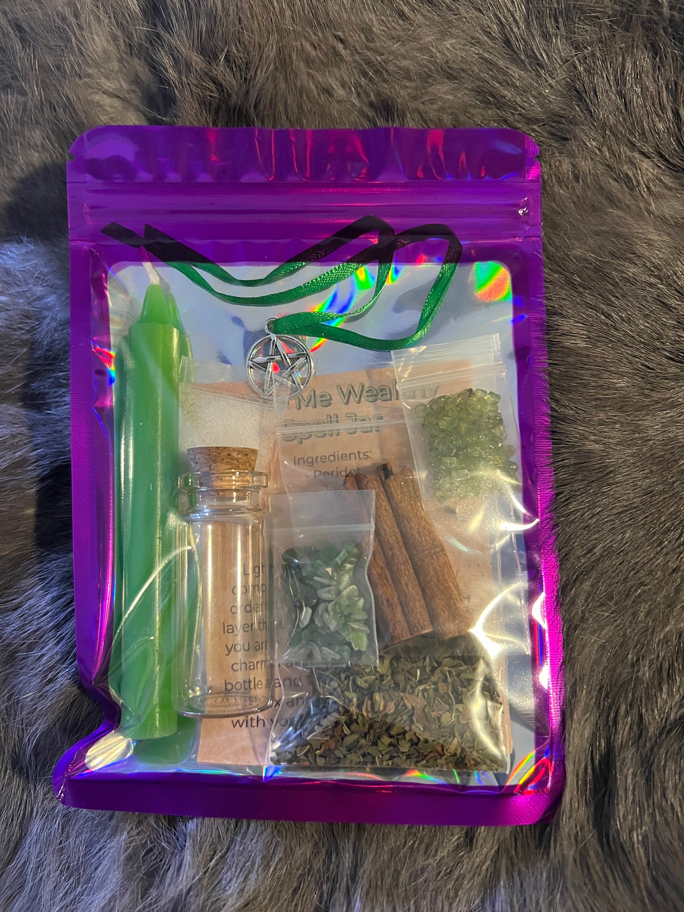 Money Spell Jar DIY Kit: Wealth Manifestation Charm Bottle