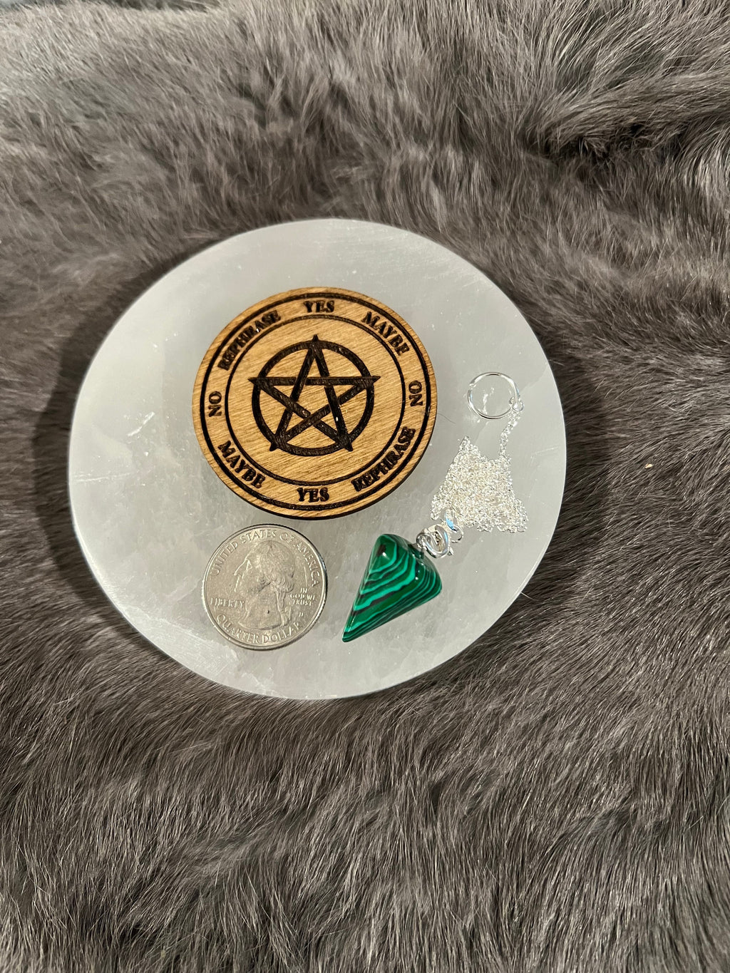 Mini Wood Pendulum Board: Pocket Divination Tool with Gemstone Pendulum