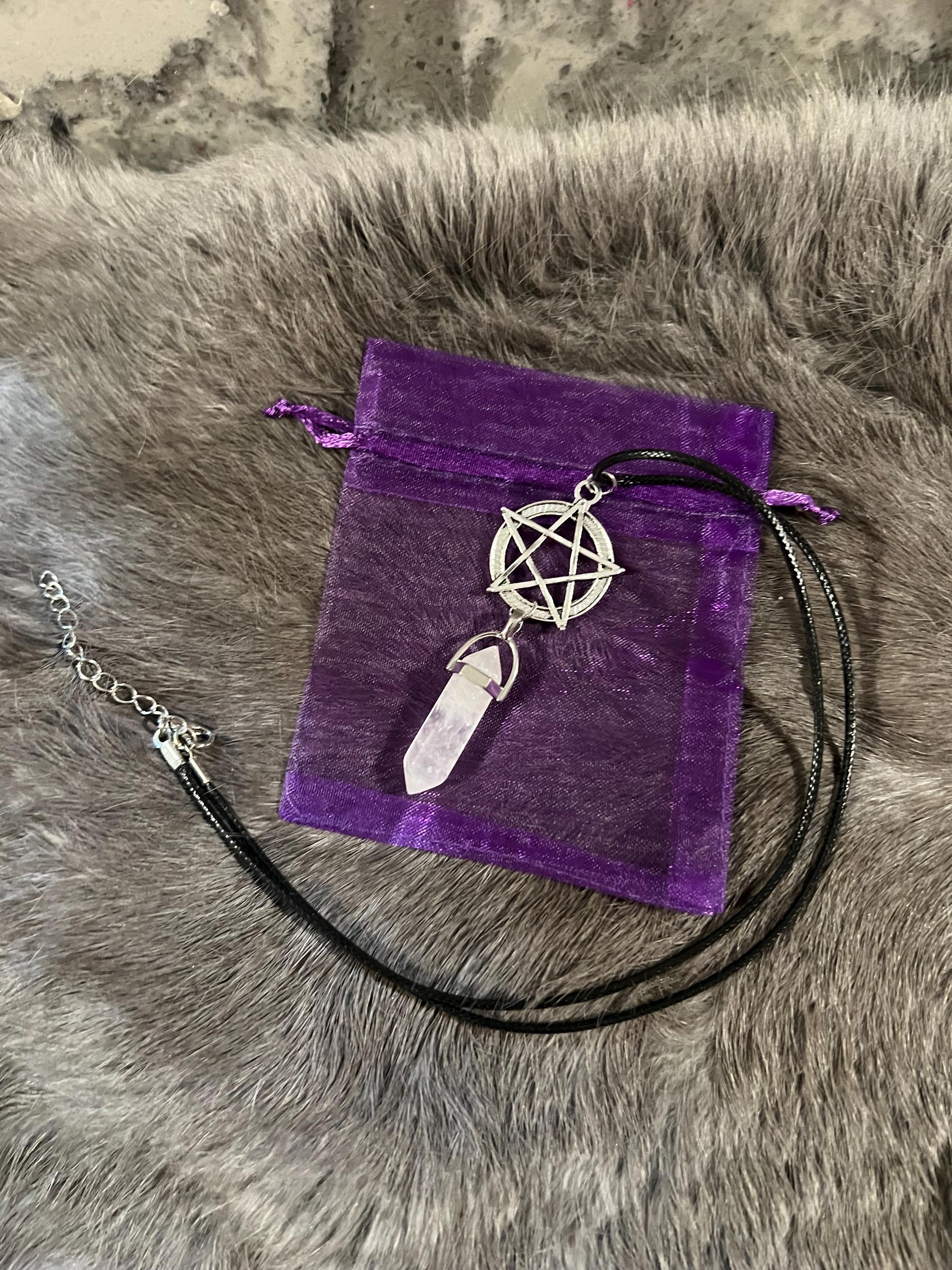 Quartz Pentacle Necklace: Witchy Pagan Jewelry