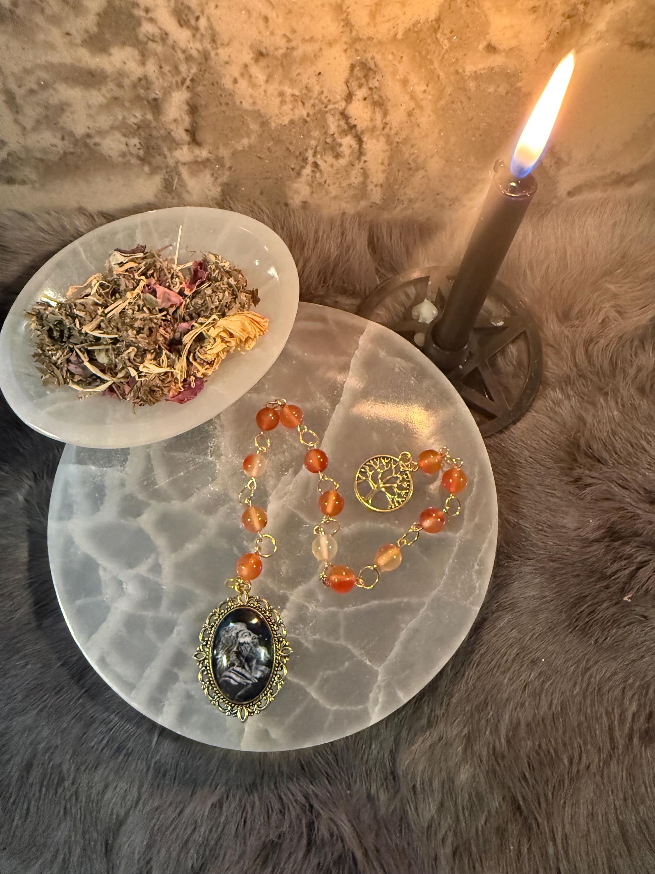 Zeus Prayer Beads: Carnelian Deity Rosary, Greek God Altar