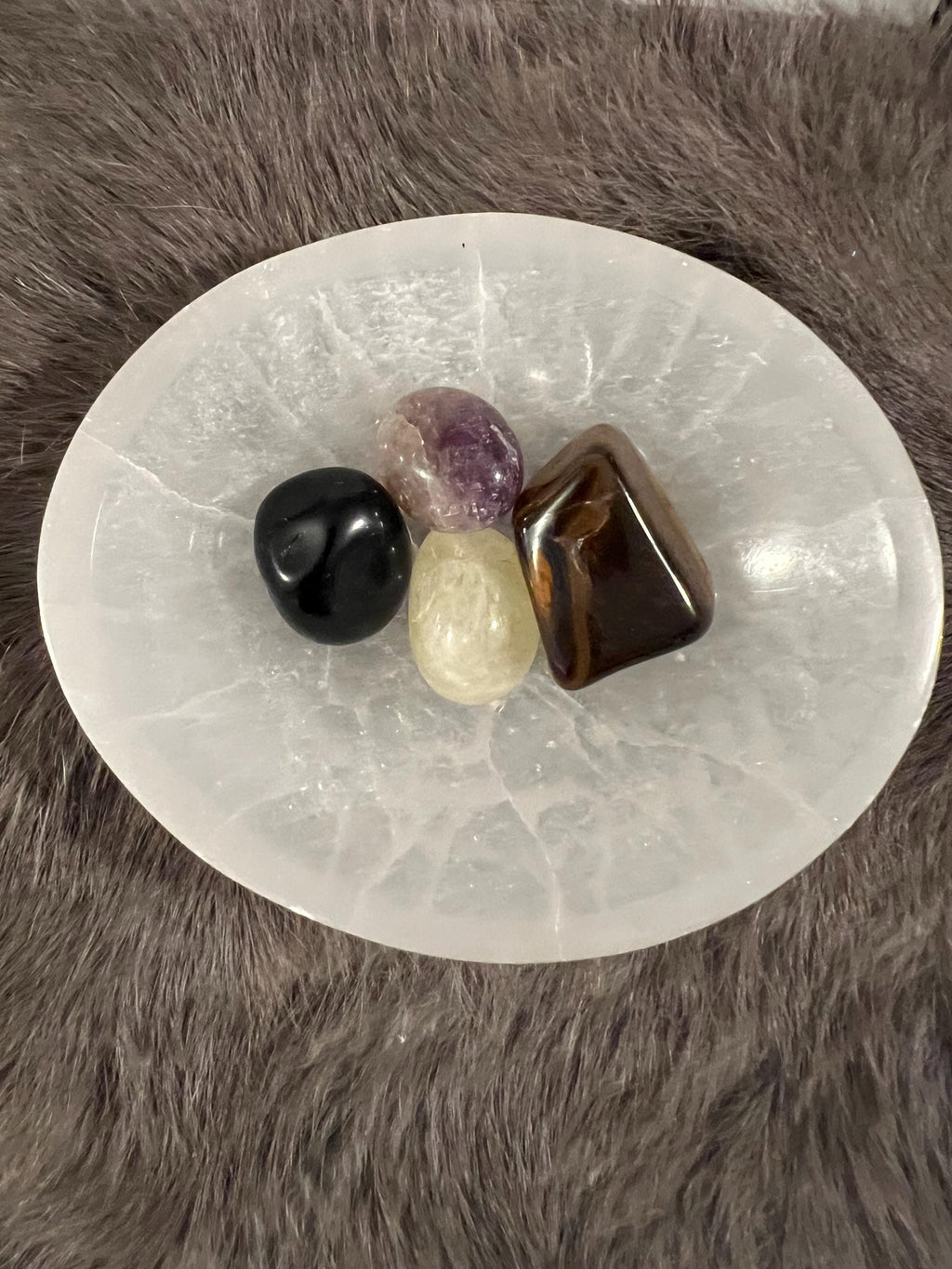 Protection Gemstone Kit: Tumbled Obsidian, Amethyst, Tiger's Eye, Citrine