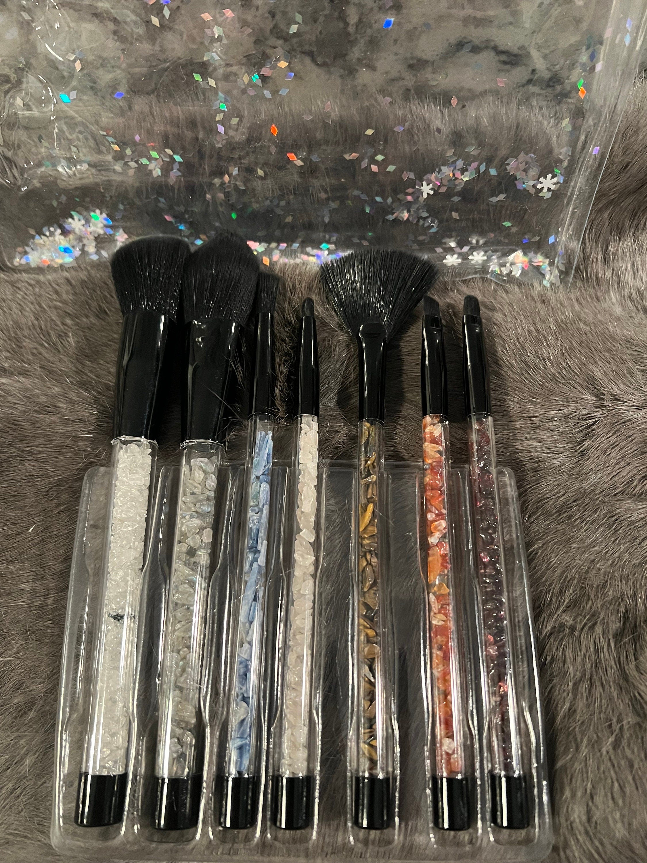 Gemstone Makeup Brush Set: Chakra Crystal Brushes, Witchy Gift