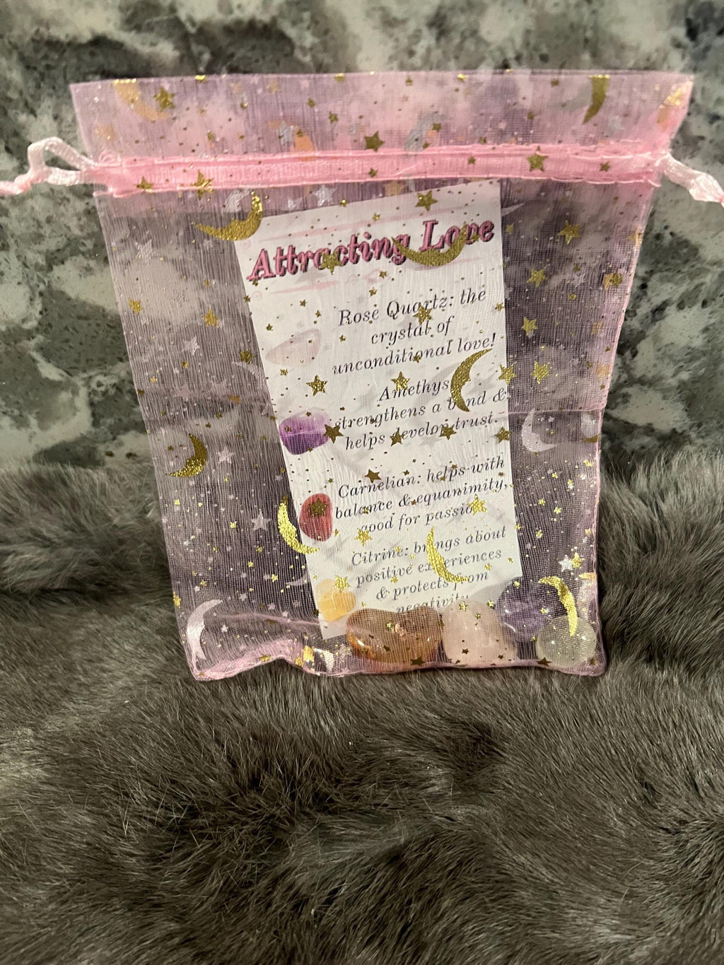 Attract Love Gemstone Kit: Rose Quartz, Amethyst, Citrine & Carnelian