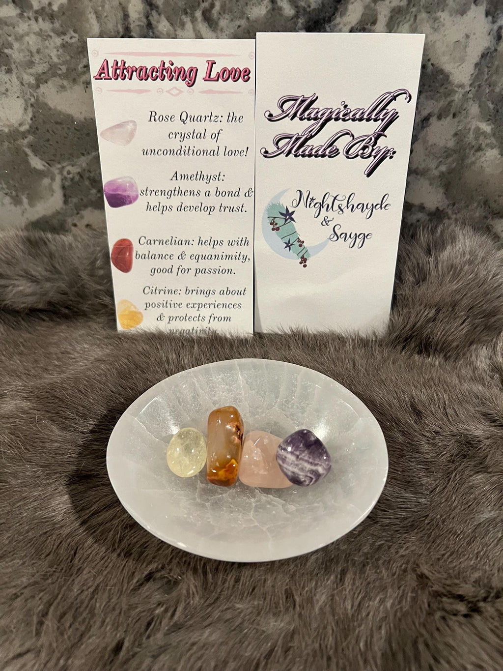 Attract Love Gemstone Kit: Rose Quartz, Amethyst, Citrine & Carnelian