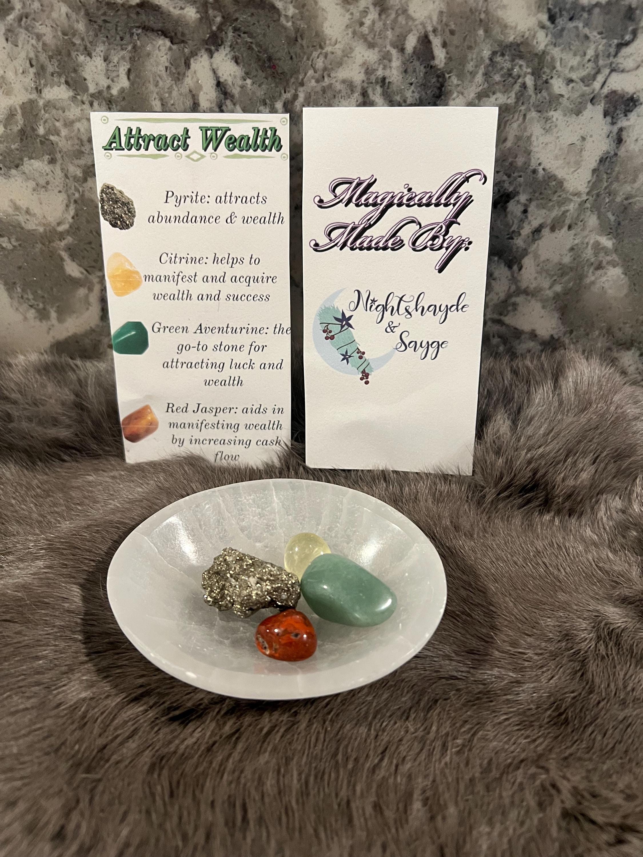 Wealth Gemstone Intention Kit: Pyrite, Citrine, Aventurine, Jasper