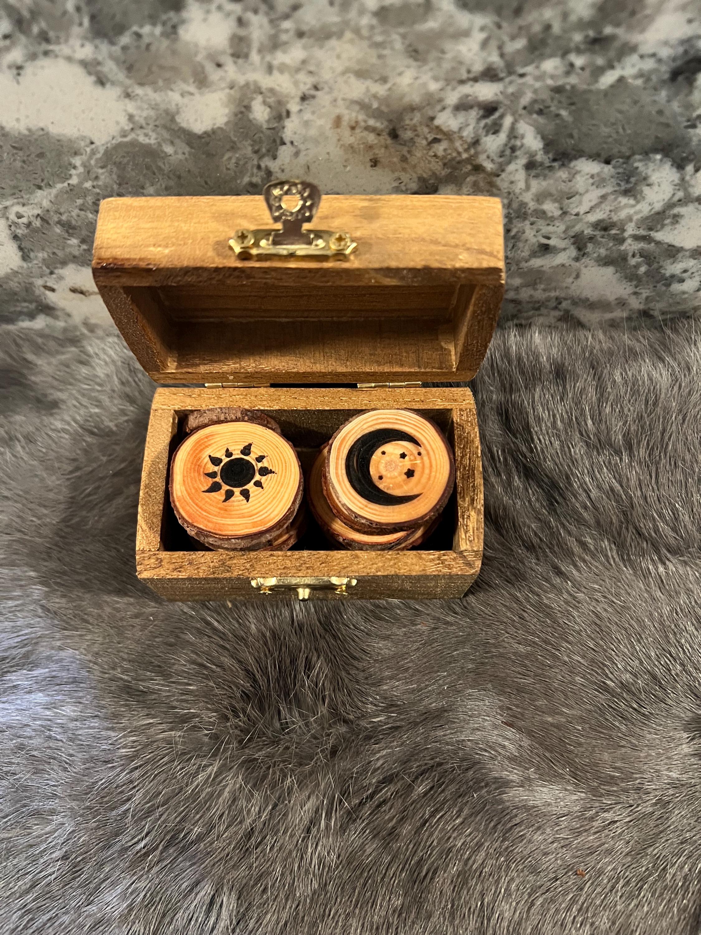 Wood Witch Rune Set – Custom Pyrography Divination with Box