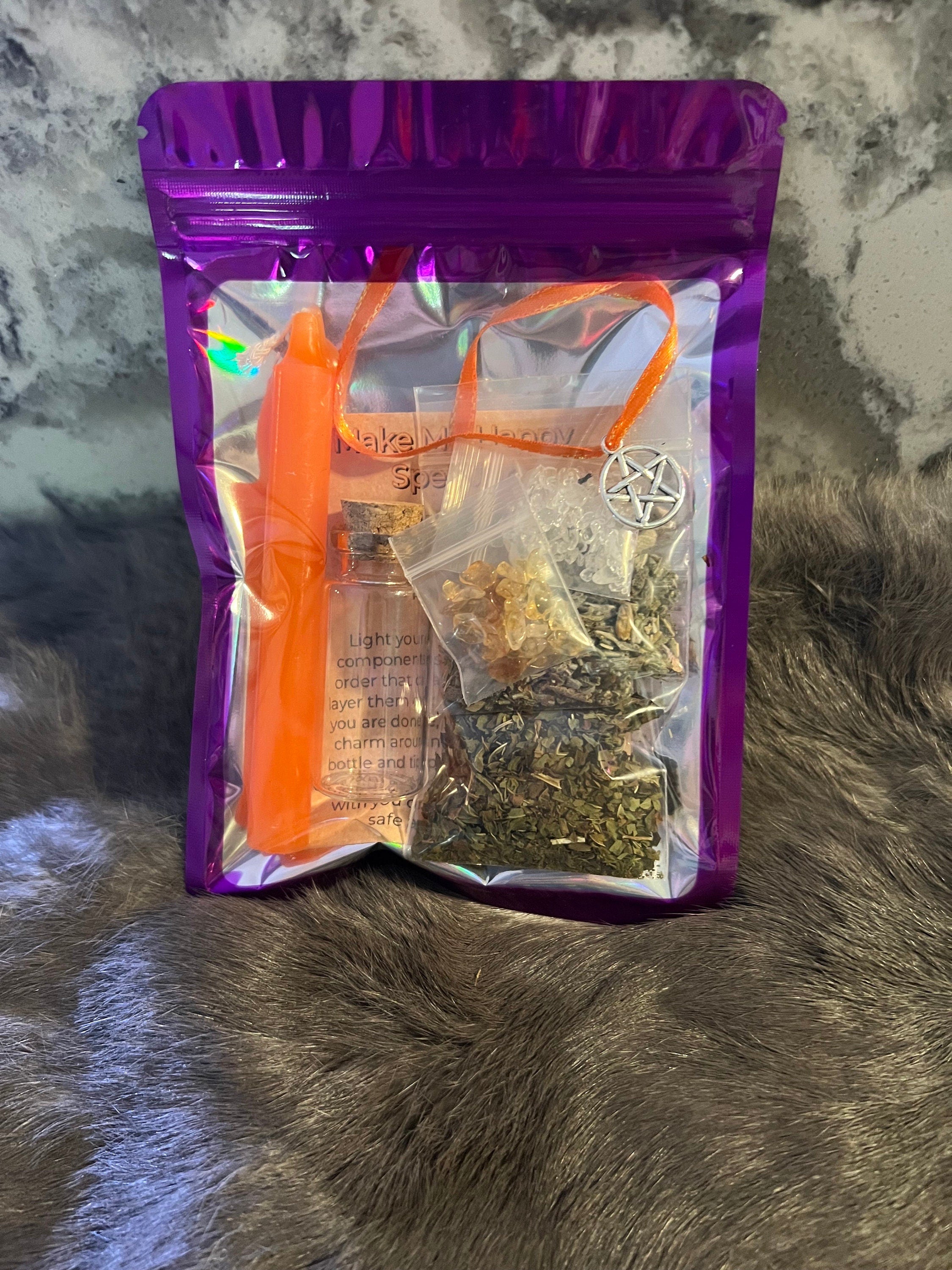 DIY Happiness Spell Jar Kit: Herbs, Crystals, Charm