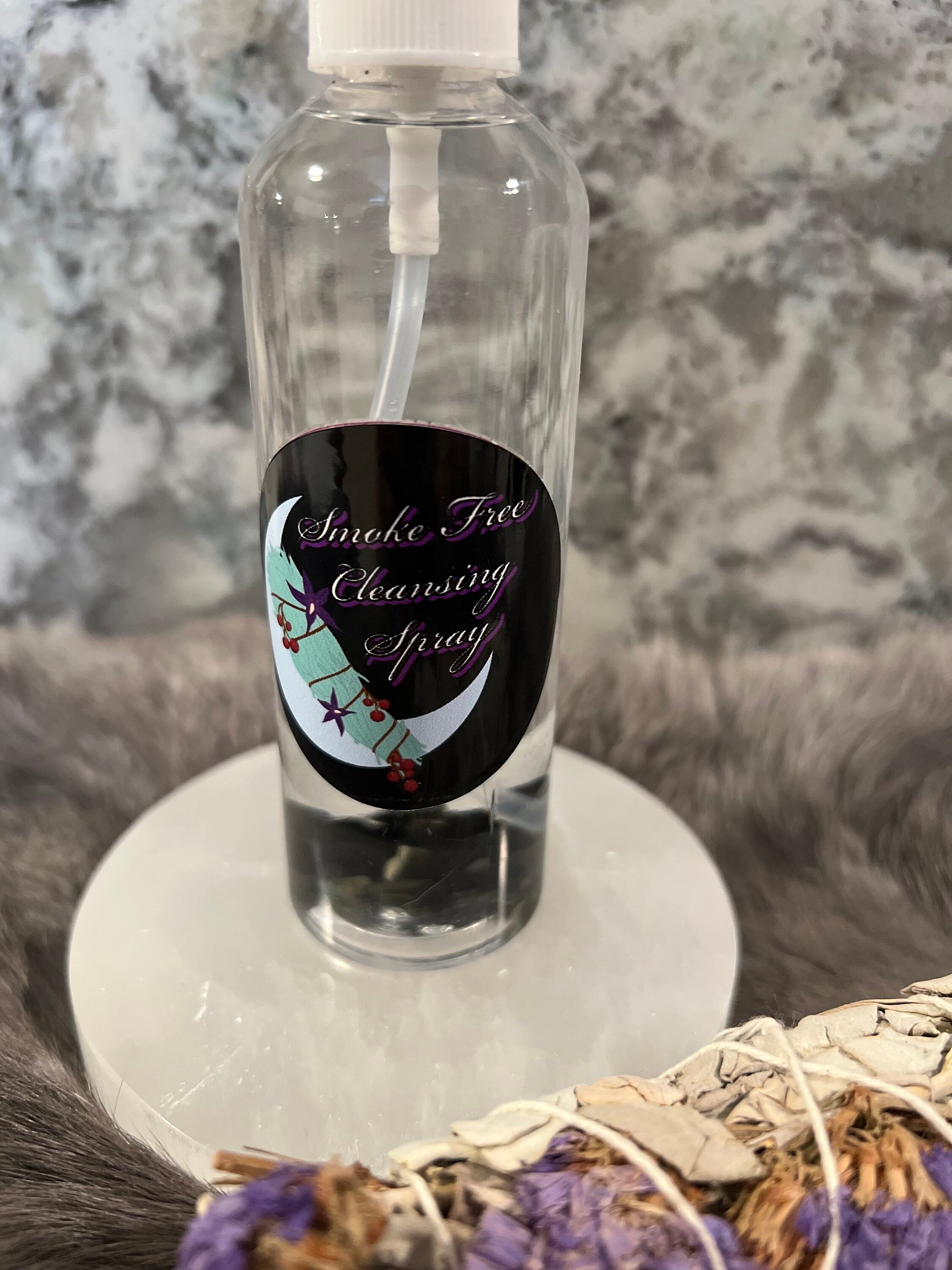Smoke Free Sage Cleansing Spray: Organic Room Mist with Obsidian