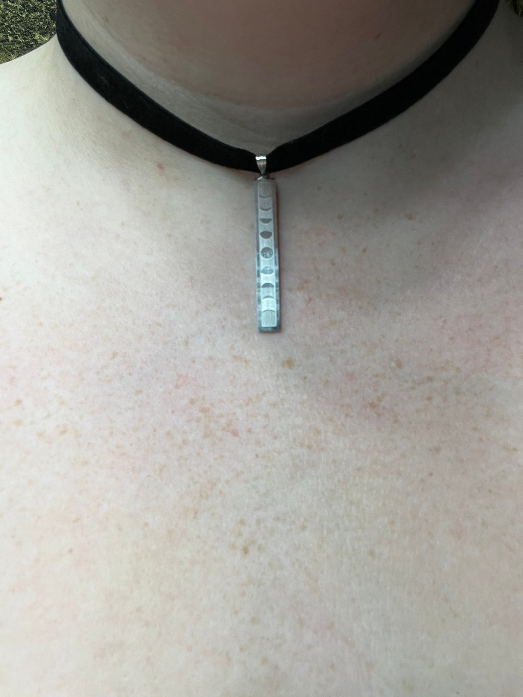 Moon Phases Pendant: Witchy Velvet Choker Necklace
