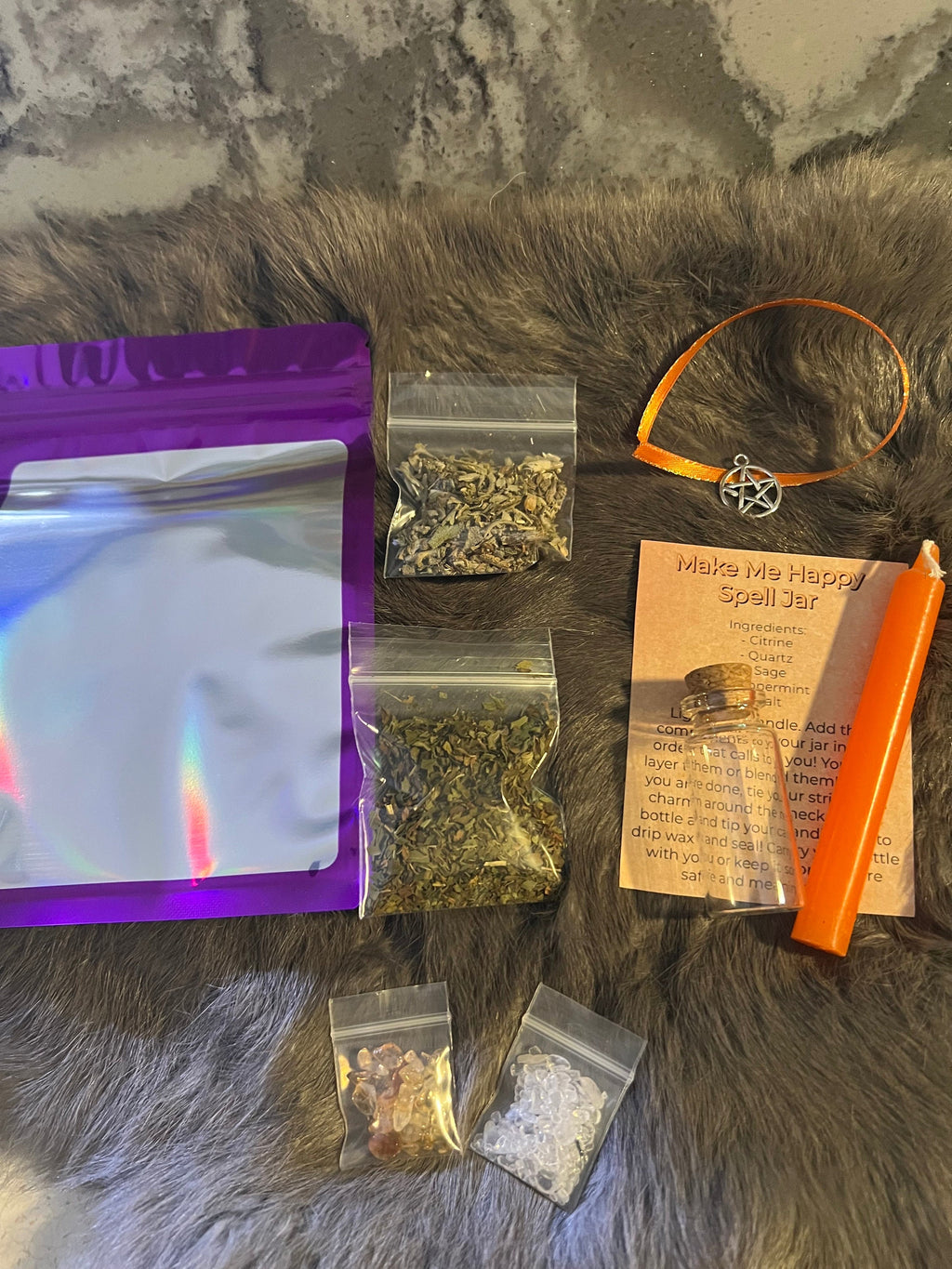 DIY Happiness Spell Jar Kit: Herbs, Crystals, Charm