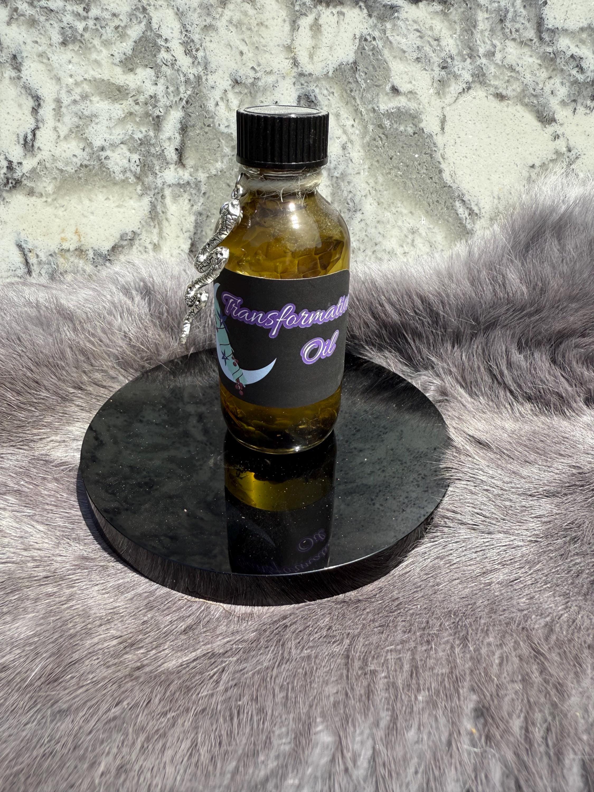 Transformation Spell Oil: Snakeskin, Mugwort & Obsidian - 2oz