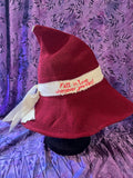 Red Knit Witch Hat: Practical Magic Inspired, Rose & Charm Detail