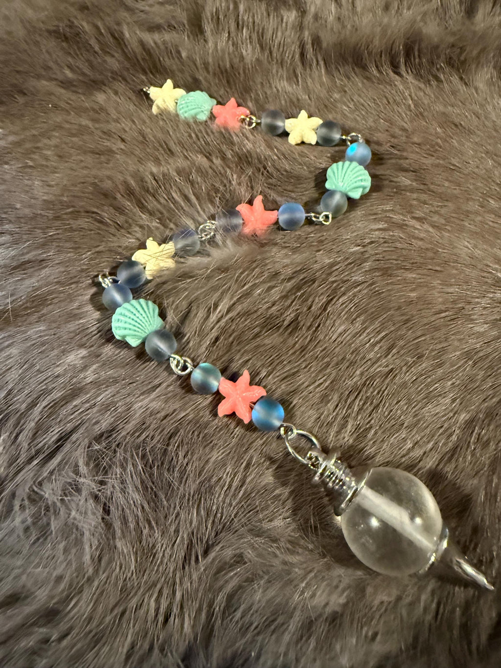 Clear Quartz Divination Pendulum: Mermaid Beaded Scrying Tool