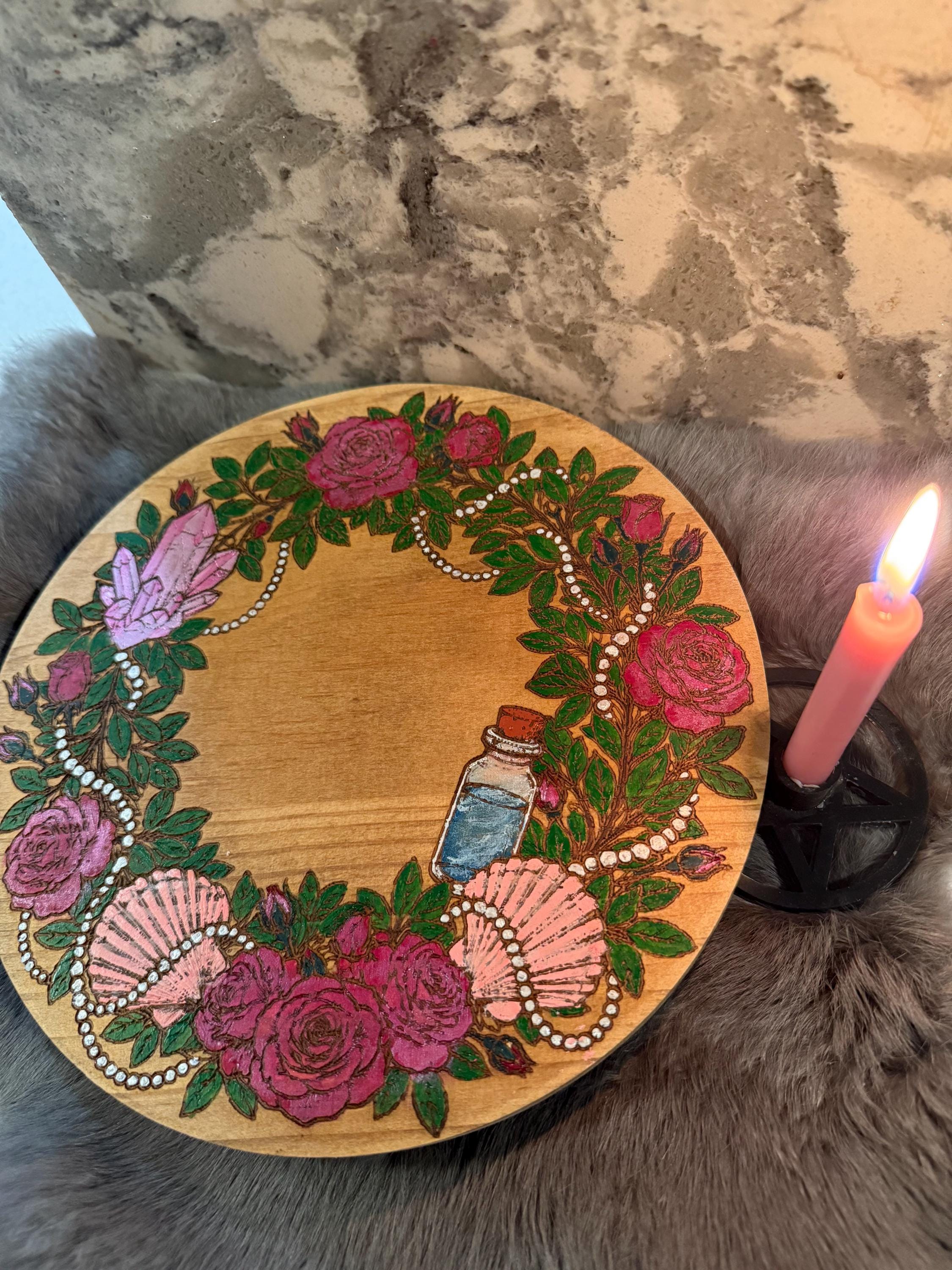 Aphrodite Altar Table – Hand-Painted Wood Dais for Rituals