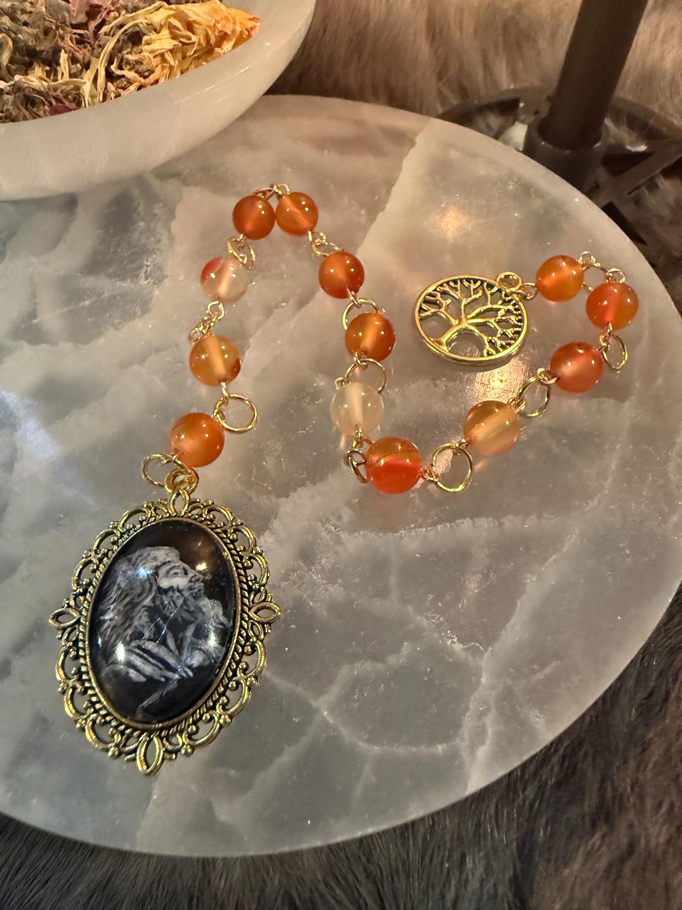 Zeus Prayer Beads: Carnelian Deity Rosary, Greek God Altar