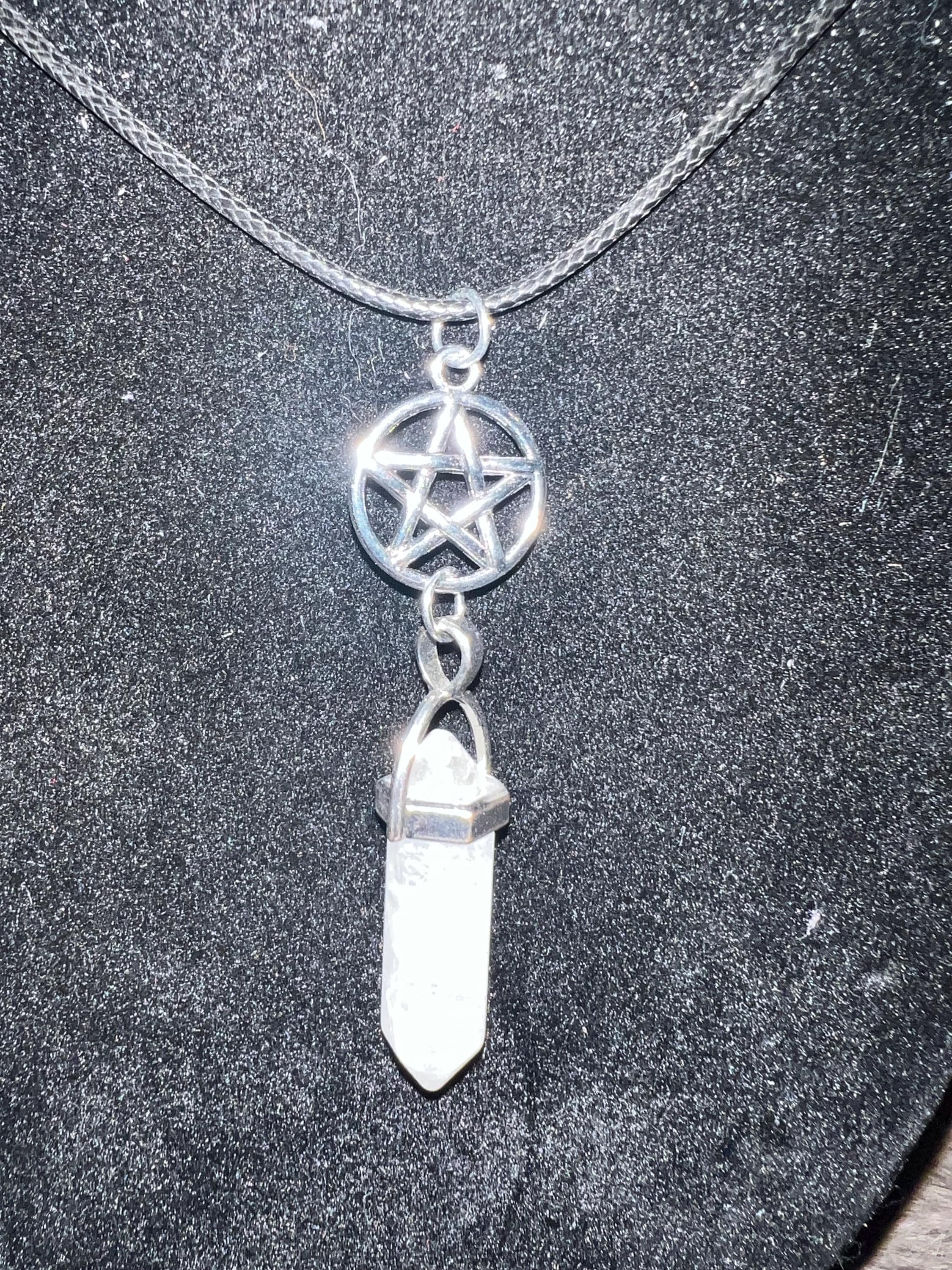 Quartz Pentacle Necklace: Witchy Pagan Jewelry