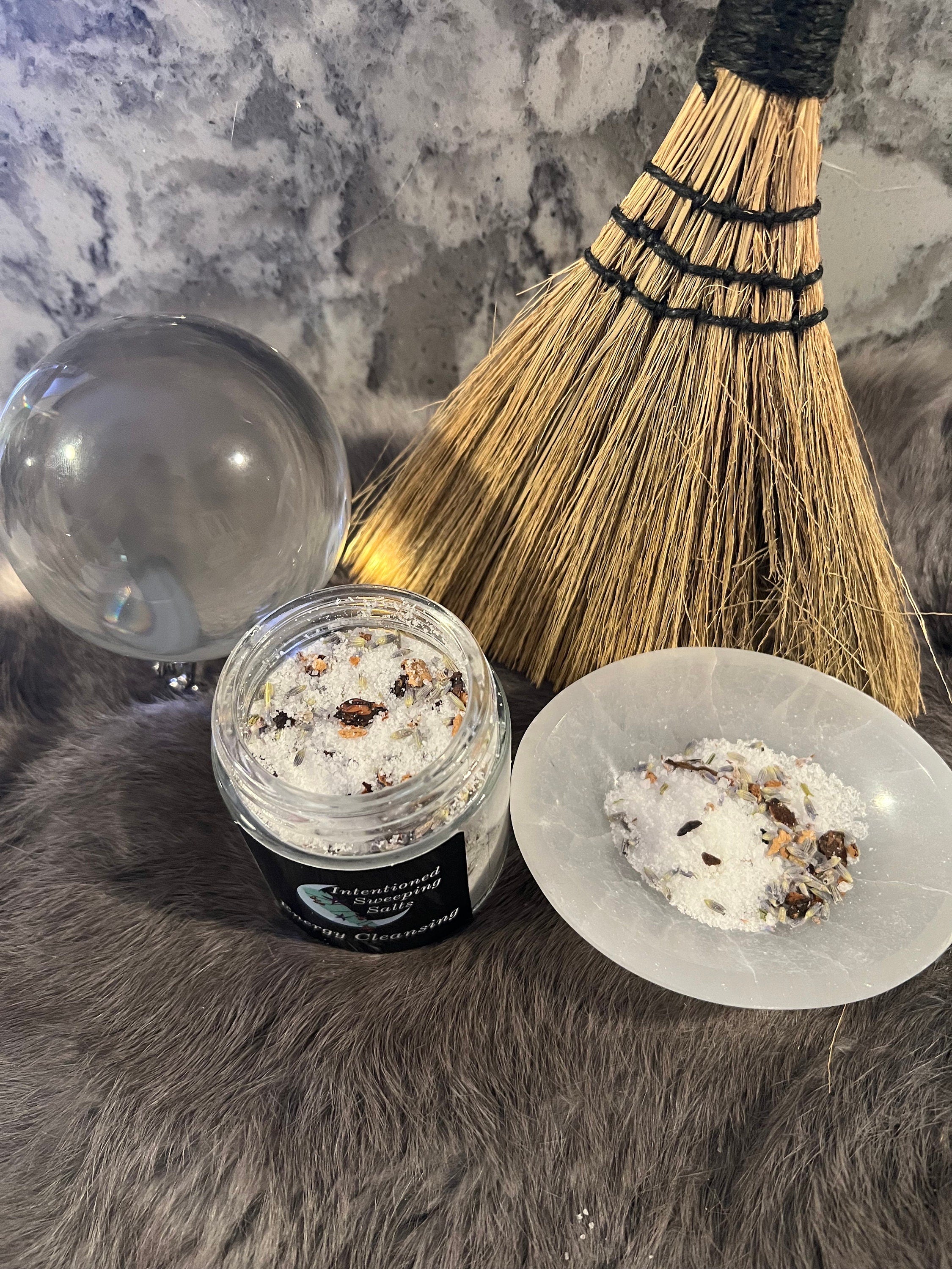 Herbal Sweeping Salts: Cleansing Ritual, Witchy Home Warding (4oz)
