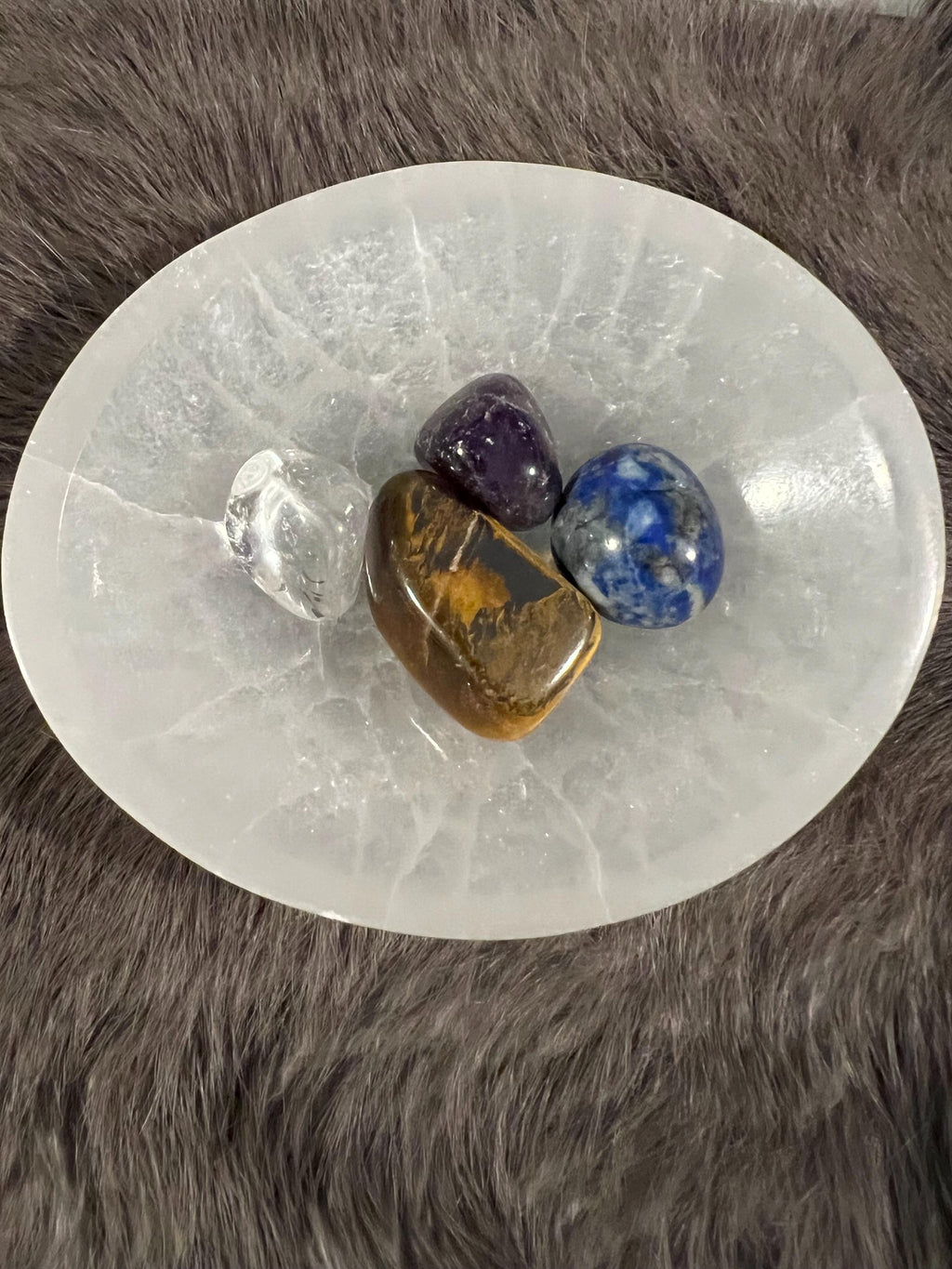 Health & Wellness Gemstone Kit: Tumbled Amethyst, Lapis, Quartz, Tiger's Eye