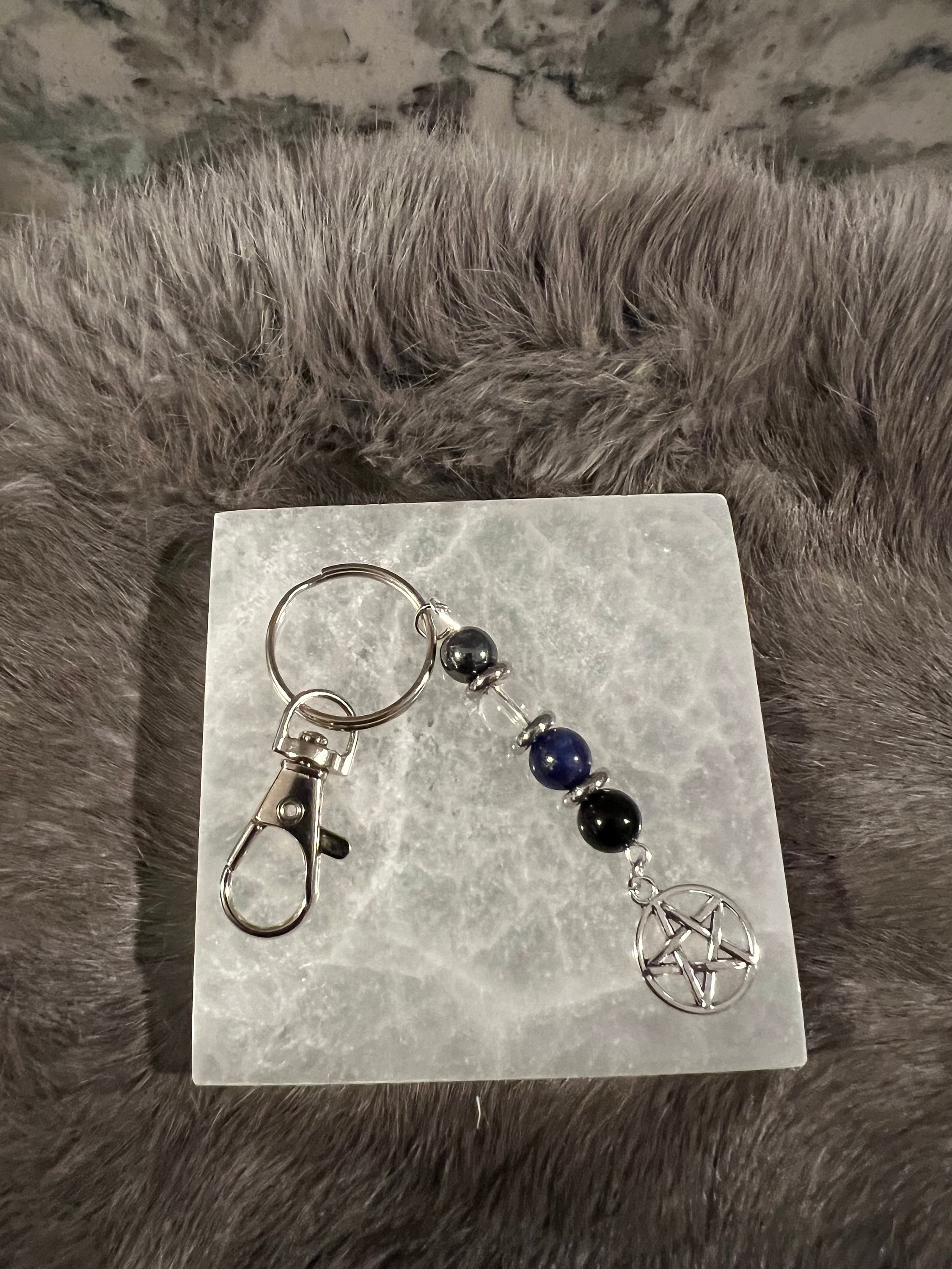 Gemstone Manifestation Keychain: Witchy Intention Charm