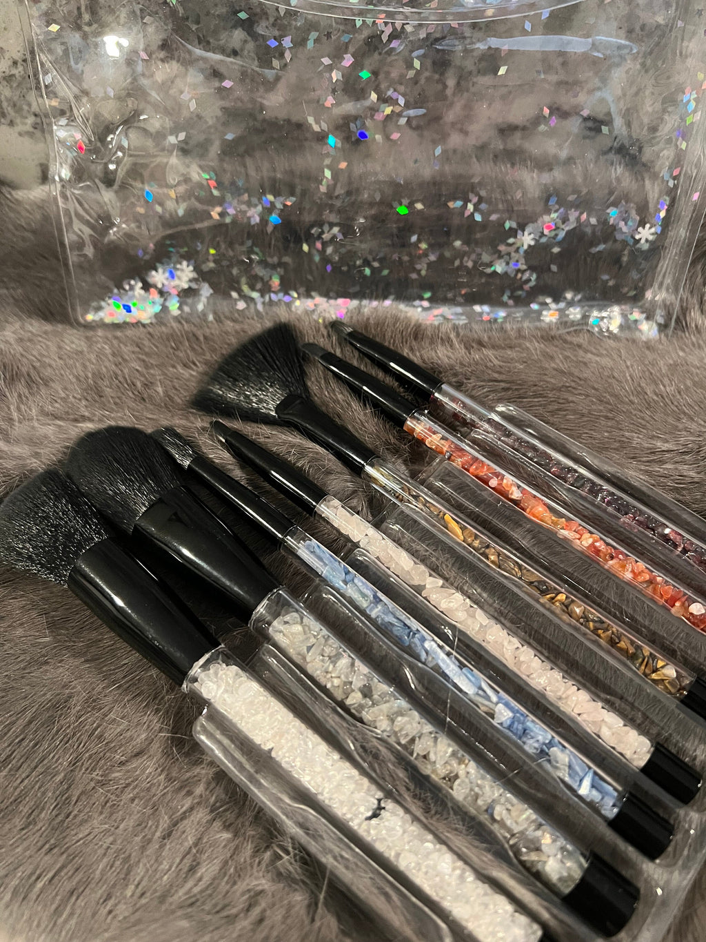Gemstone Makeup Brush Set: Chakra Crystal Brushes, Witchy Gift