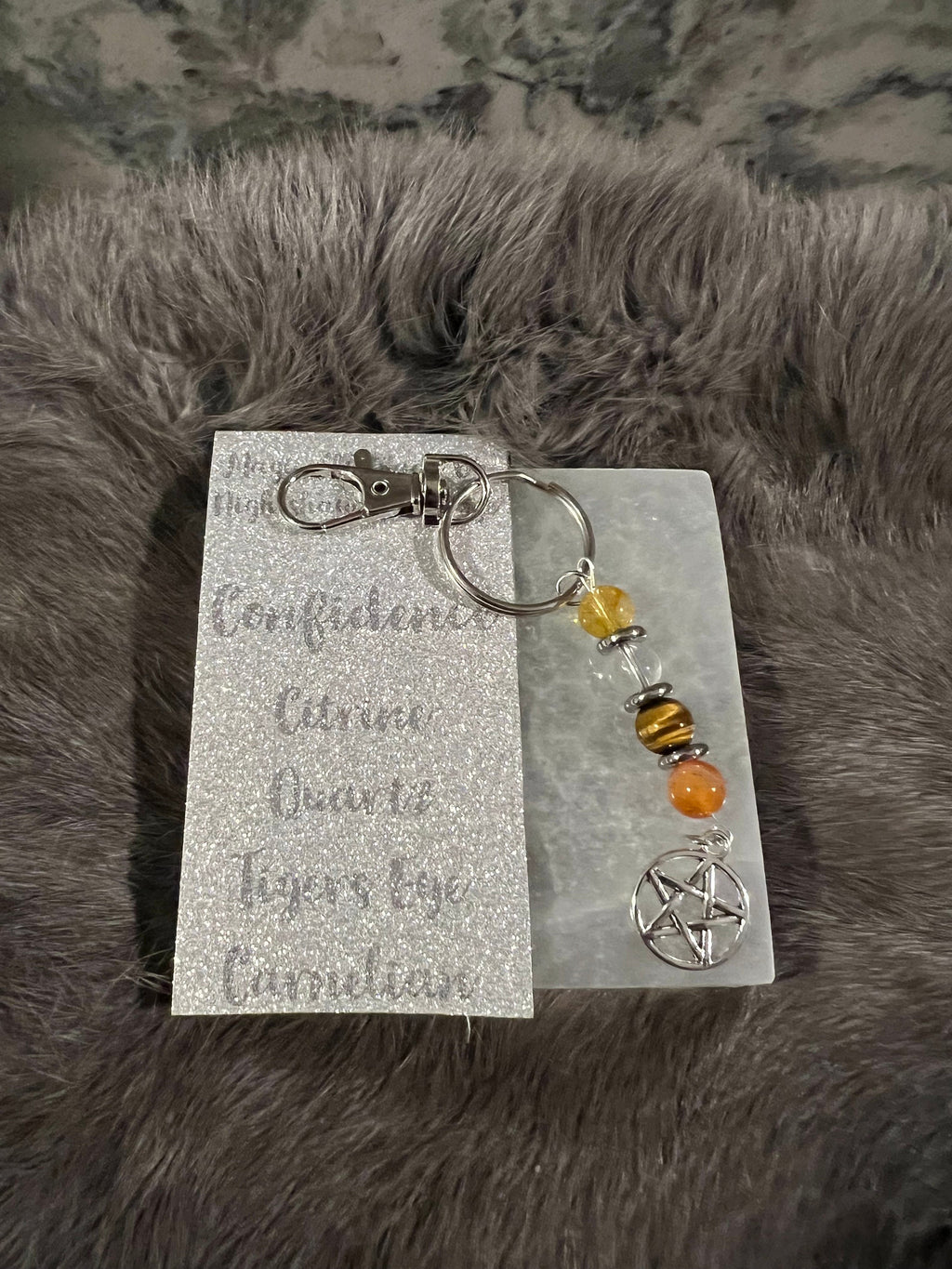 Gemstone Manifestation Keychain: Witchy Intention Charm
