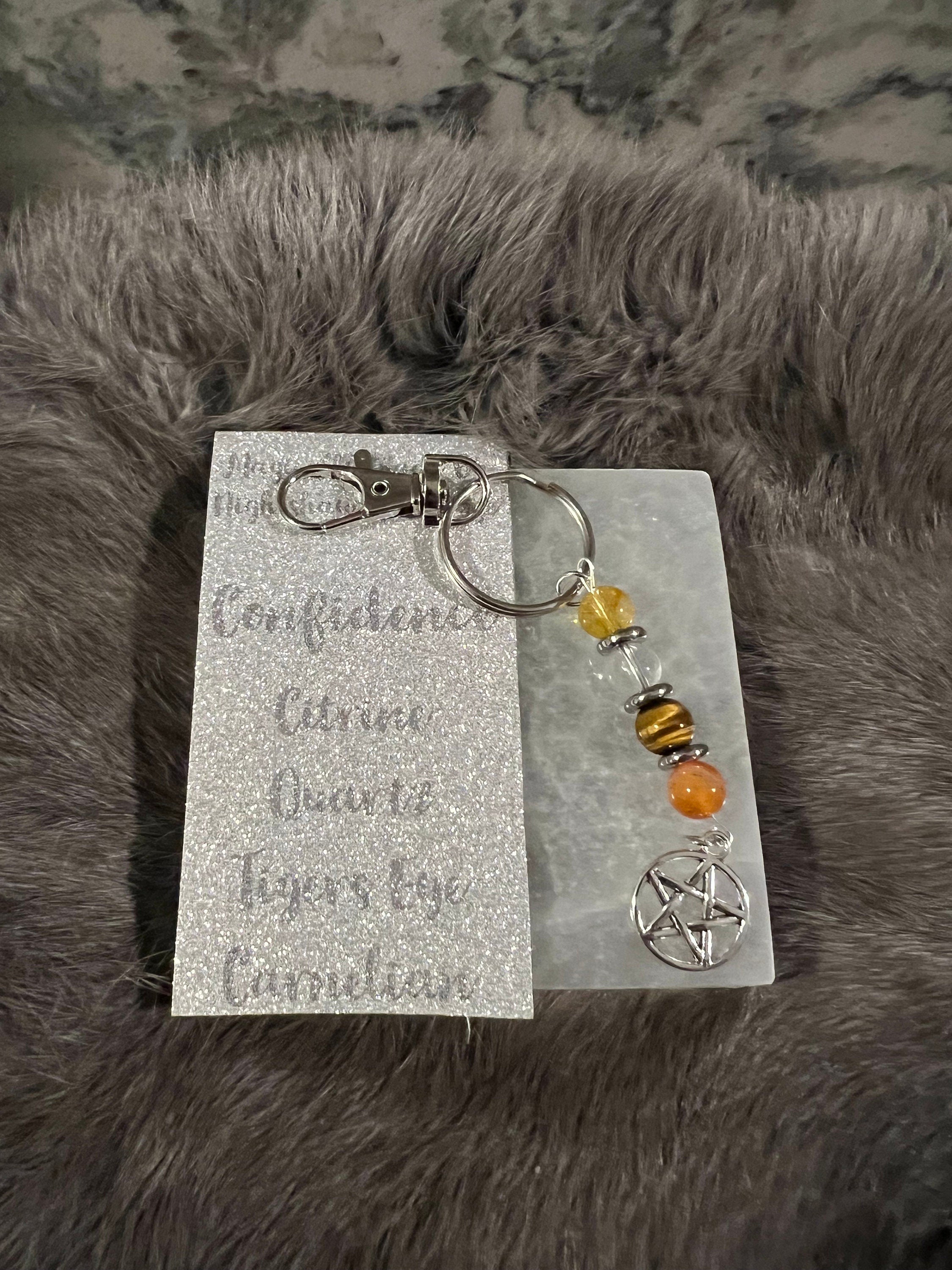 Gemstone Manifestation Keychain: Witchy Intention Charm