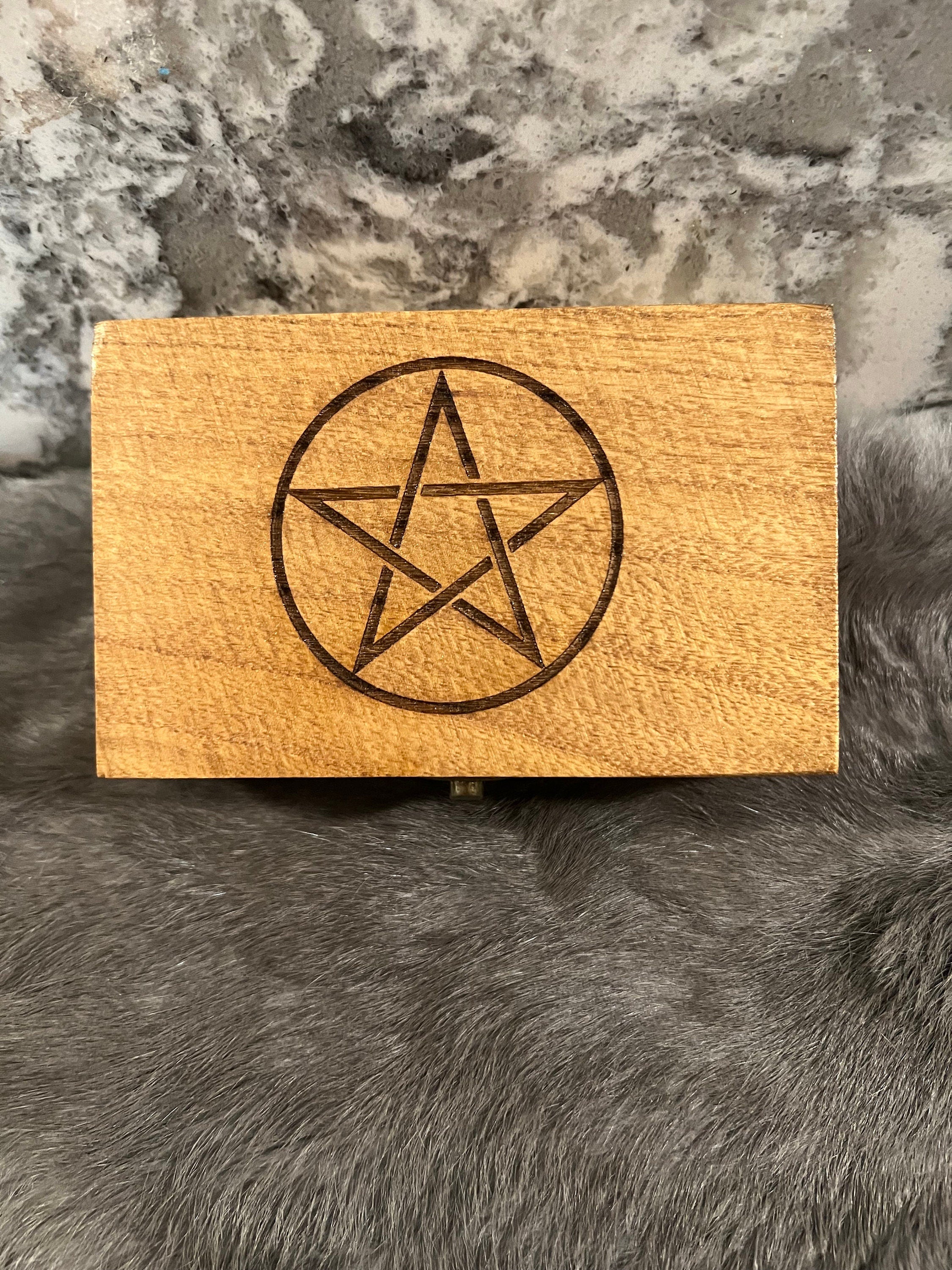 Etched Wood Tarot Card Box: Altar Box (6x3.8 inches)