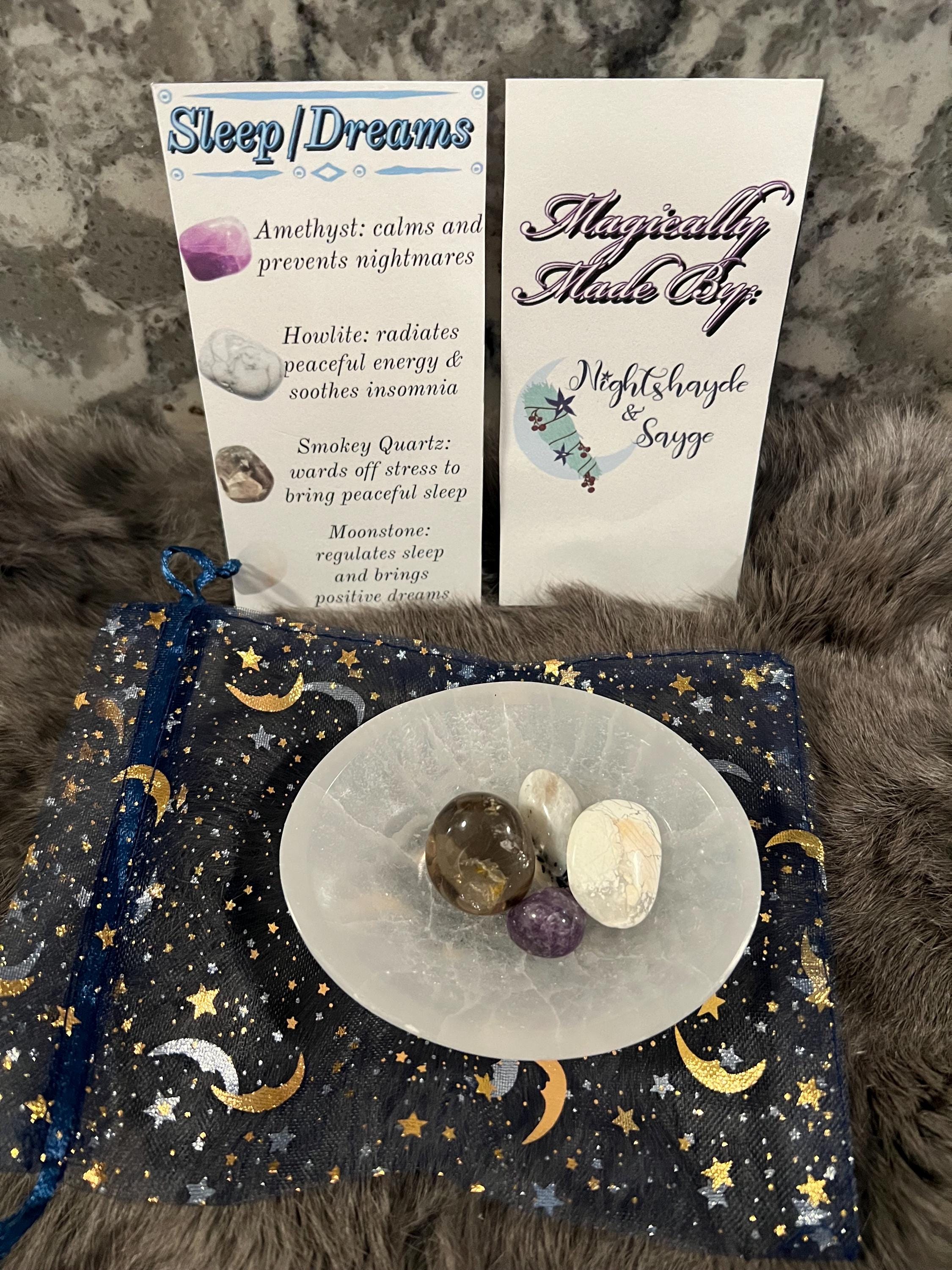 Sleep Crystal Kit: Amethyst, Howlite, Quartz & Moonstone Tumbles
