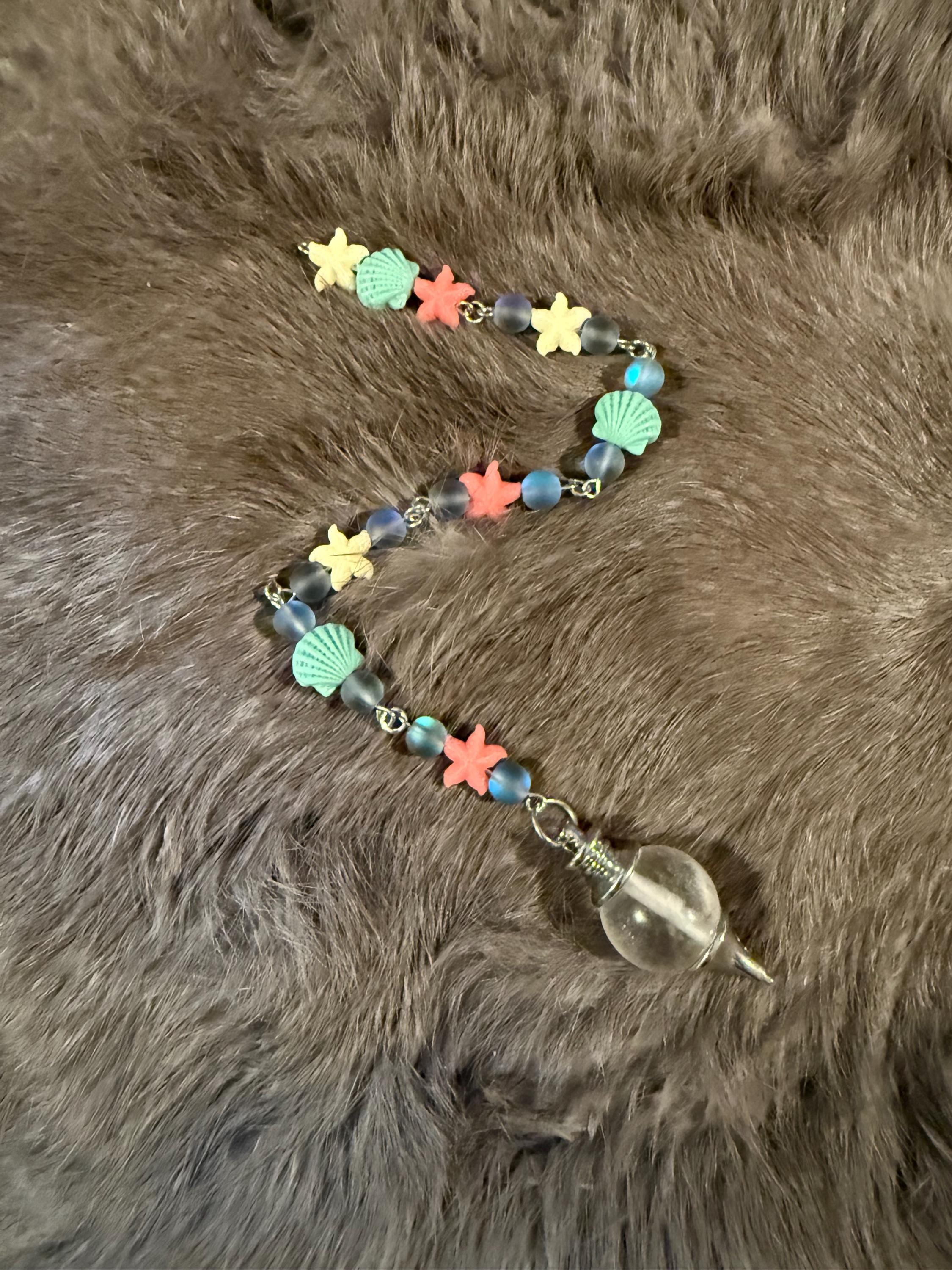 Clear Quartz Divination Pendulum: Mermaid Beaded Scrying Tool