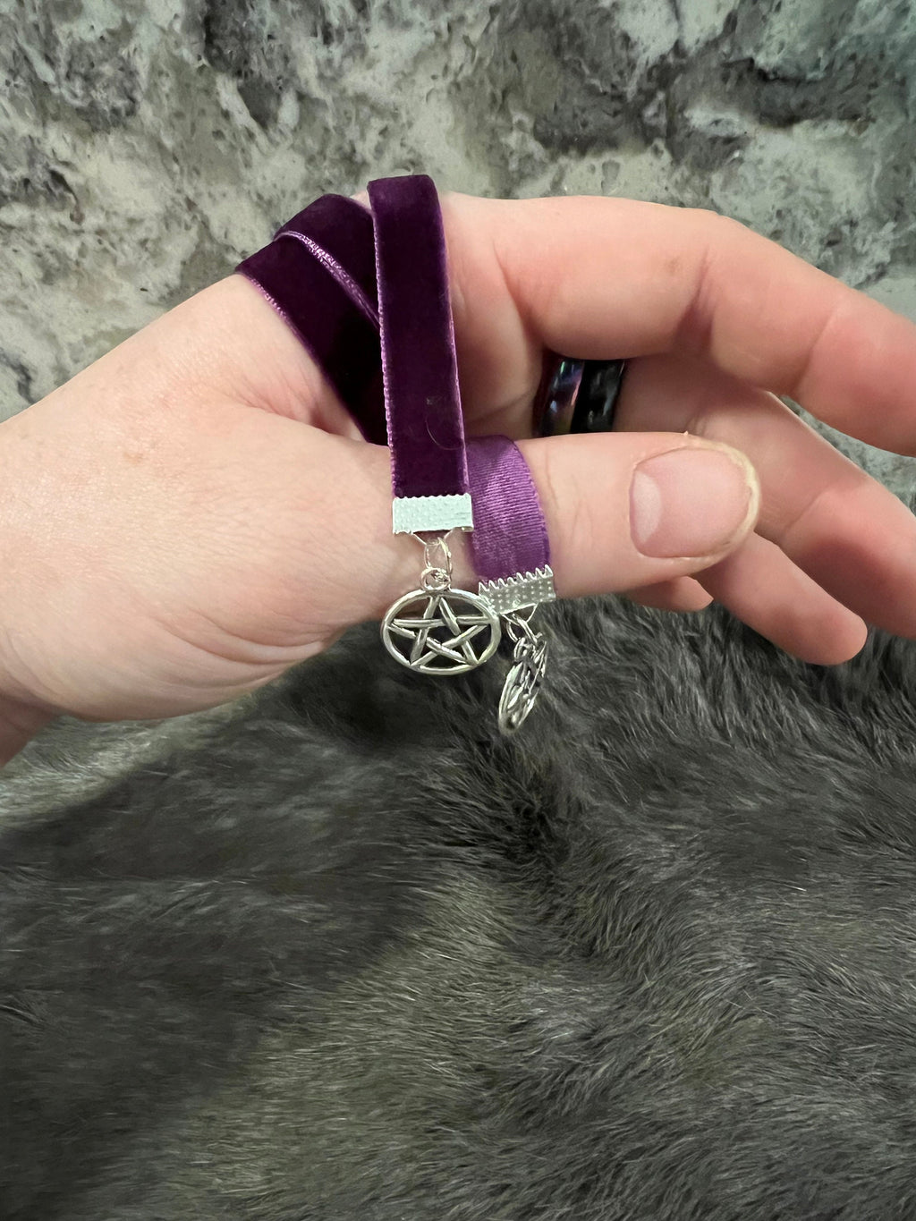Velvet Handfasting Cord - Celtic Pagan Wedding Ribbon with Charms