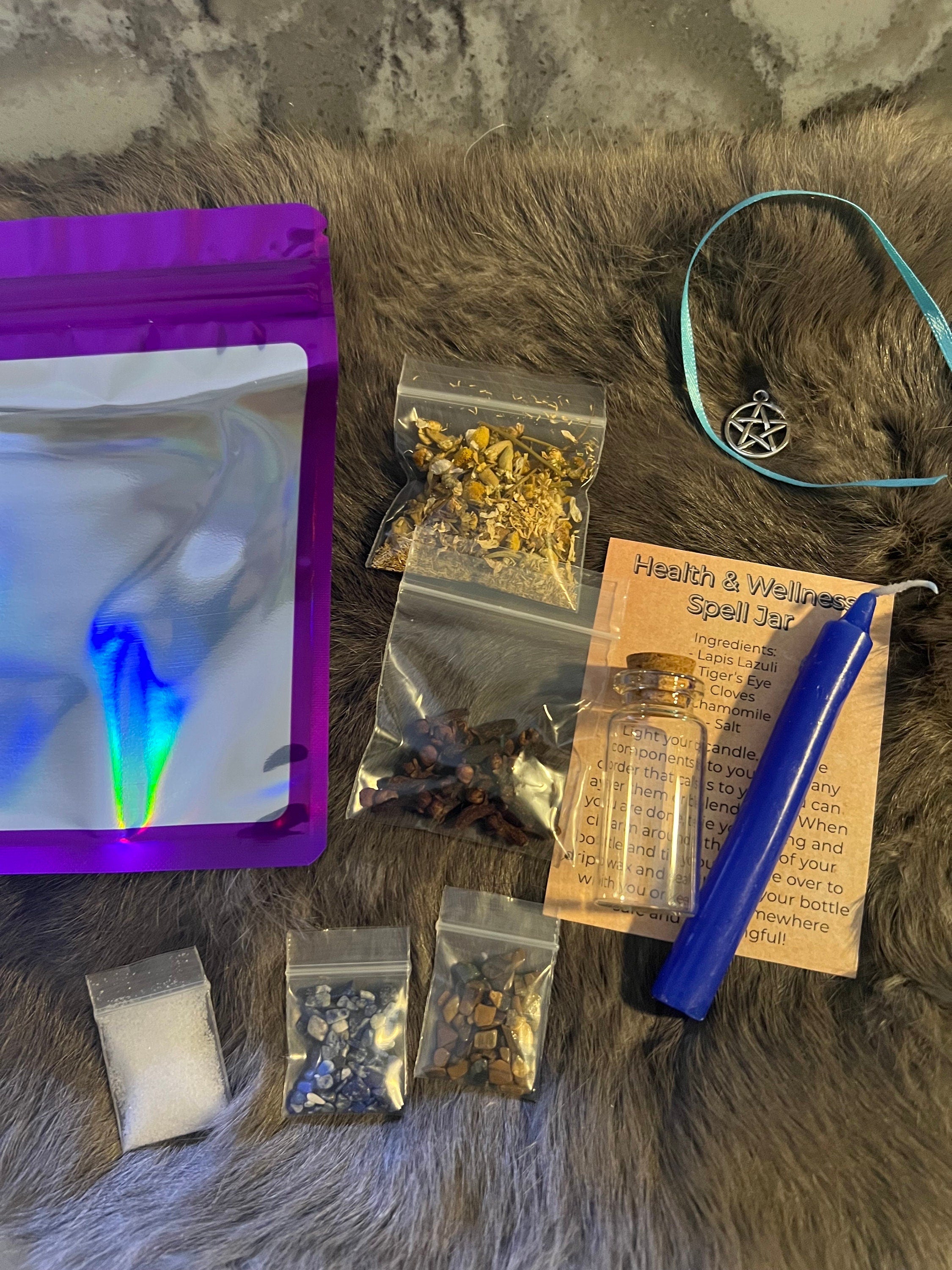 DIY Health Spell Jar Kit: Gemstones, Herbs, Candle & Charm