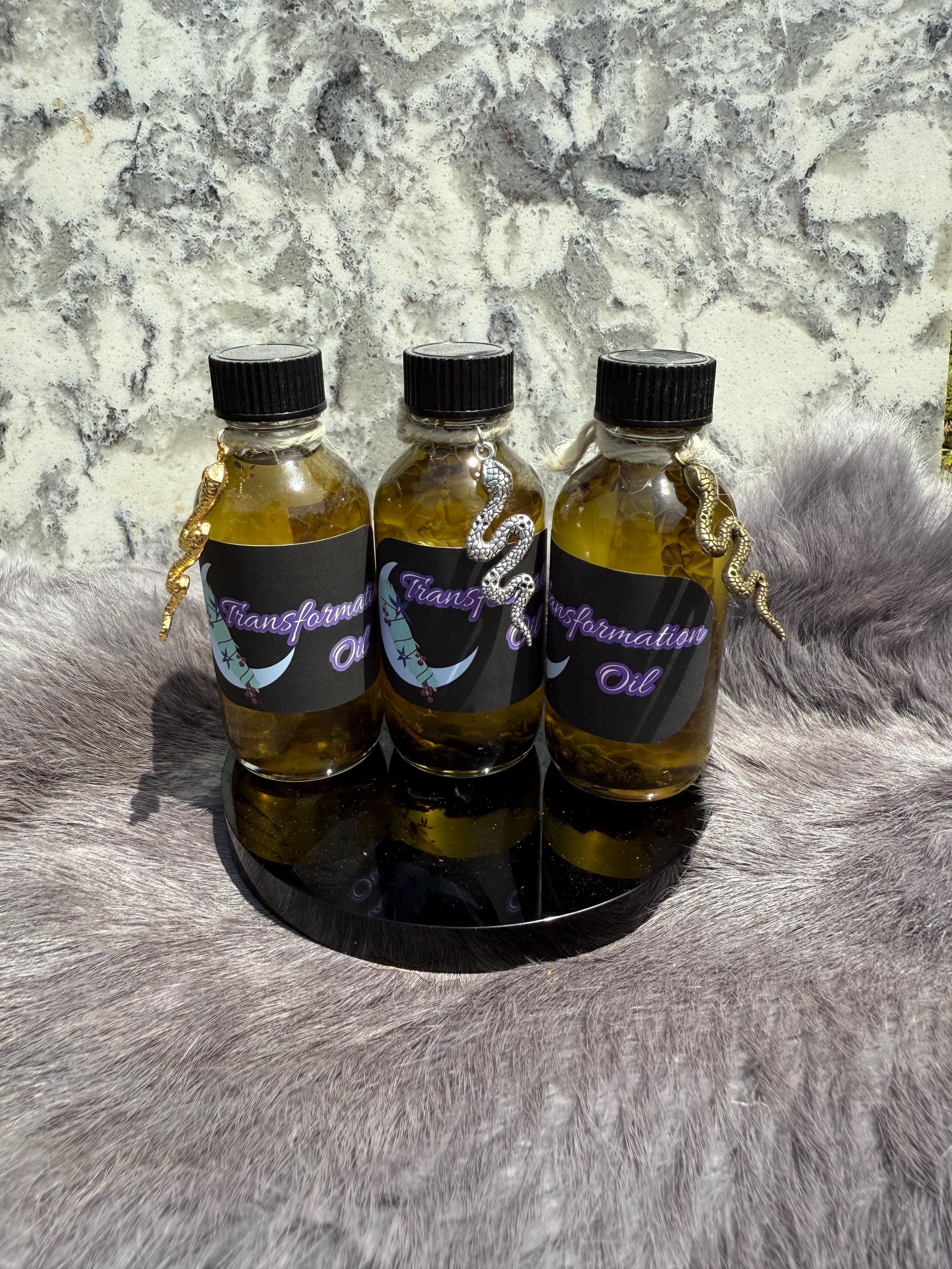 Transformation Spell Oil: Snakeskin, Mugwort & Obsidian - 2oz
