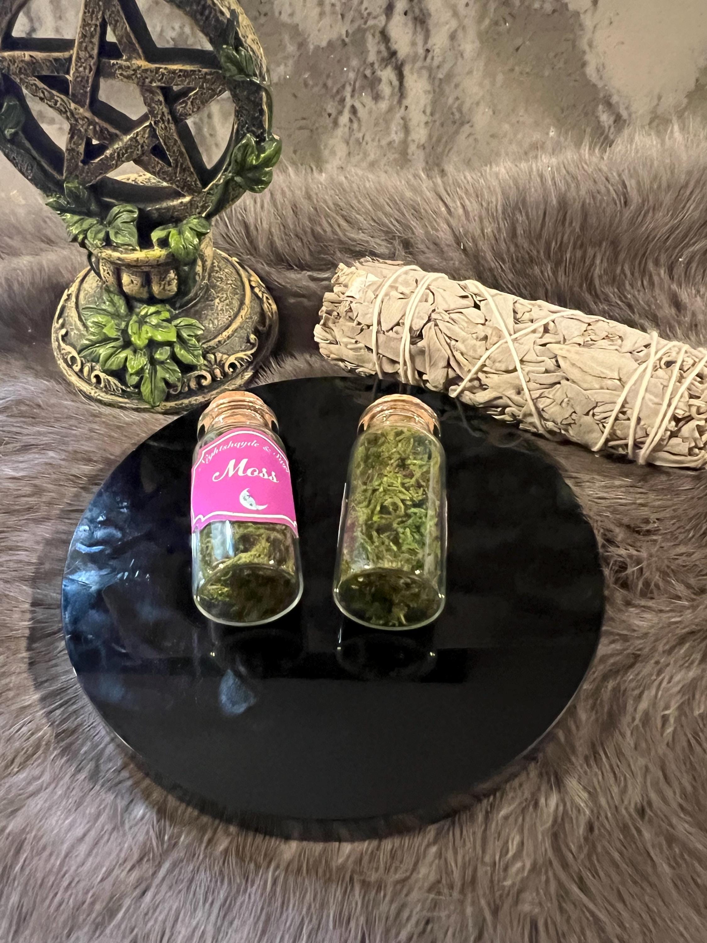 Dried Moss in Corked Bottle: Green Witch Healing Magic