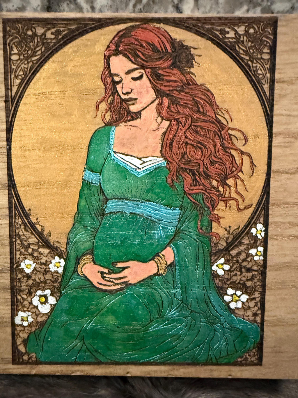 Brighid Altar Box: Handcrafted Celtic Goddess Wood-Burned Altar