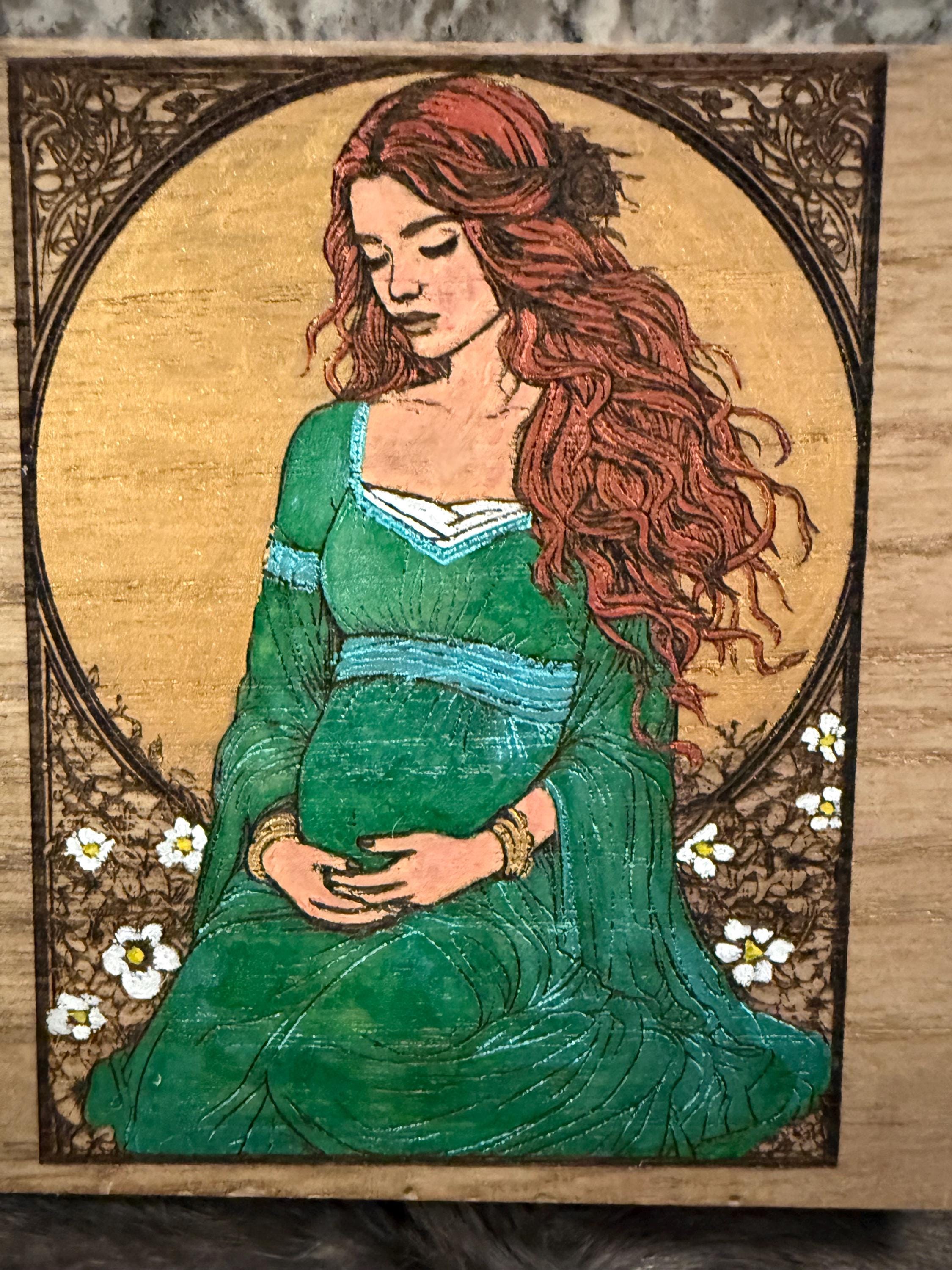 Brighid Altar Box: Handcrafted Celtic Goddess Wood-Burned Altar