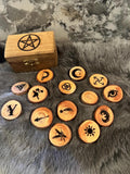 Wood Witch Rune Set – Custom Pyrography Divination with Box