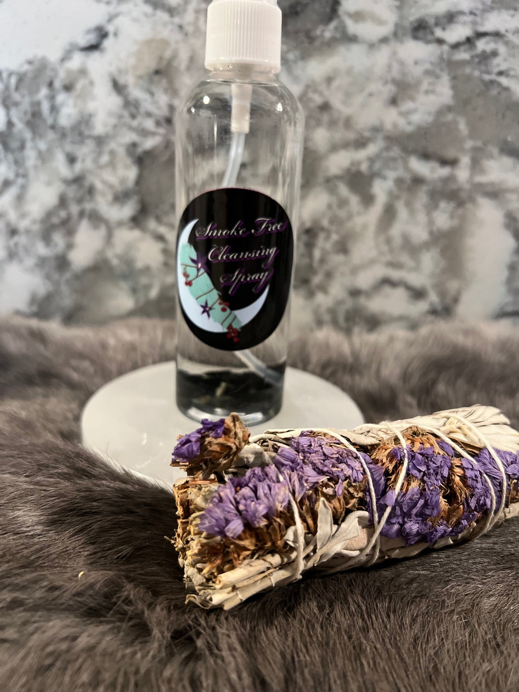 Smoke Free Sage Cleansing Spray: Organic Room Mist with Obsidian