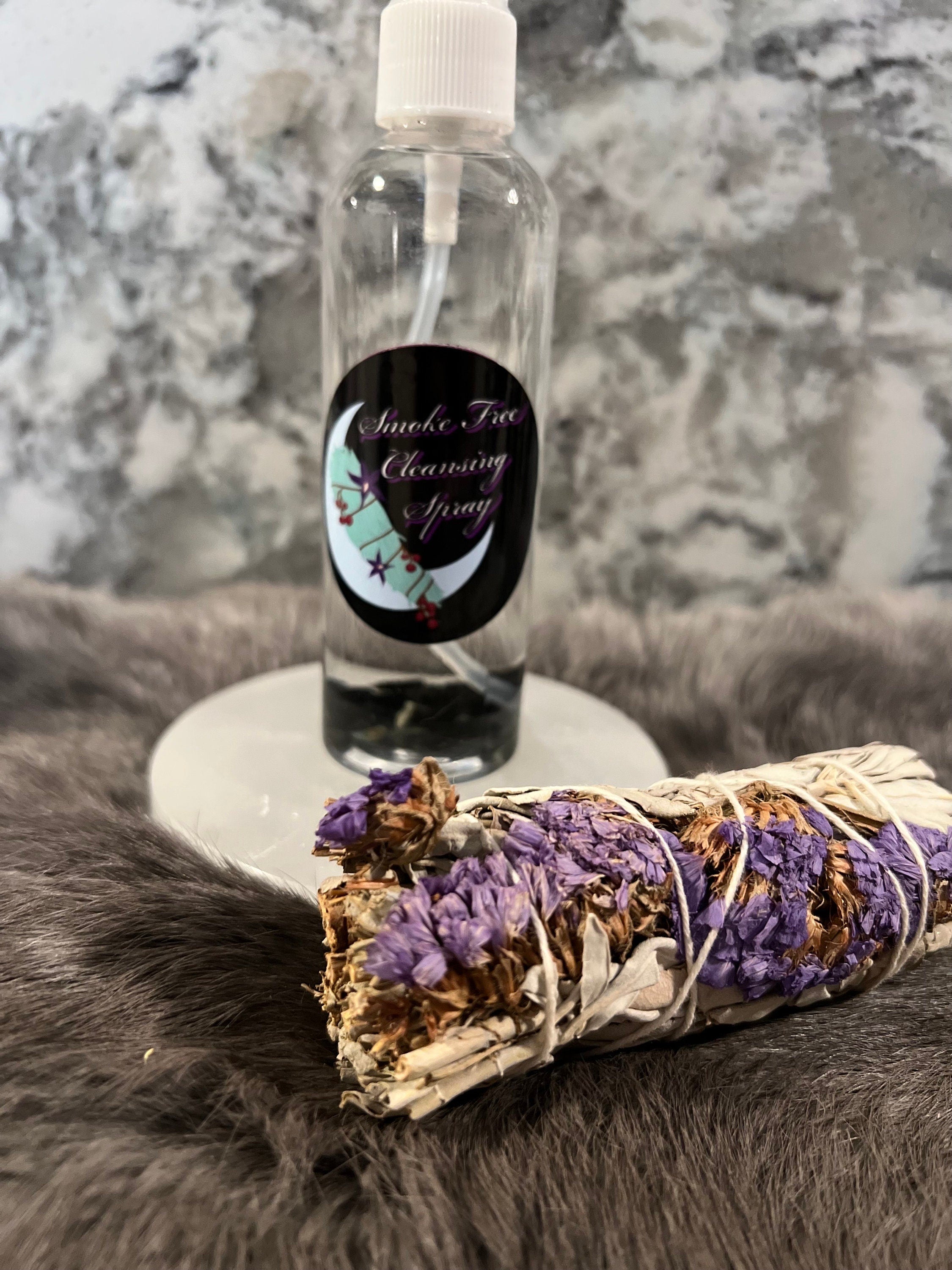Smoke Free Sage Cleansing Spray: Organic Room Mist with Obsidian