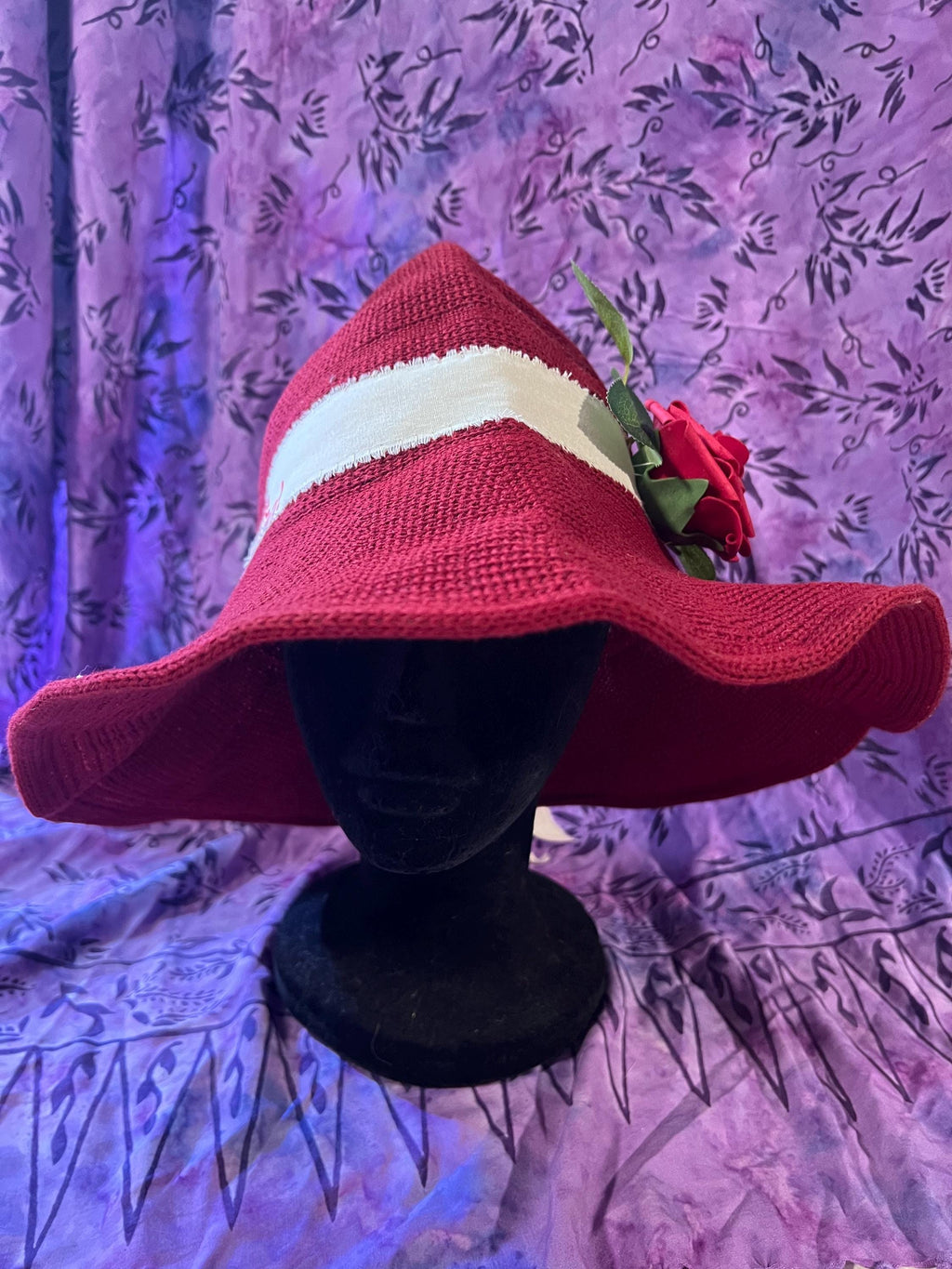 Red Knit Witch Hat: Practical Magic Inspired, Rose & Charm Detail