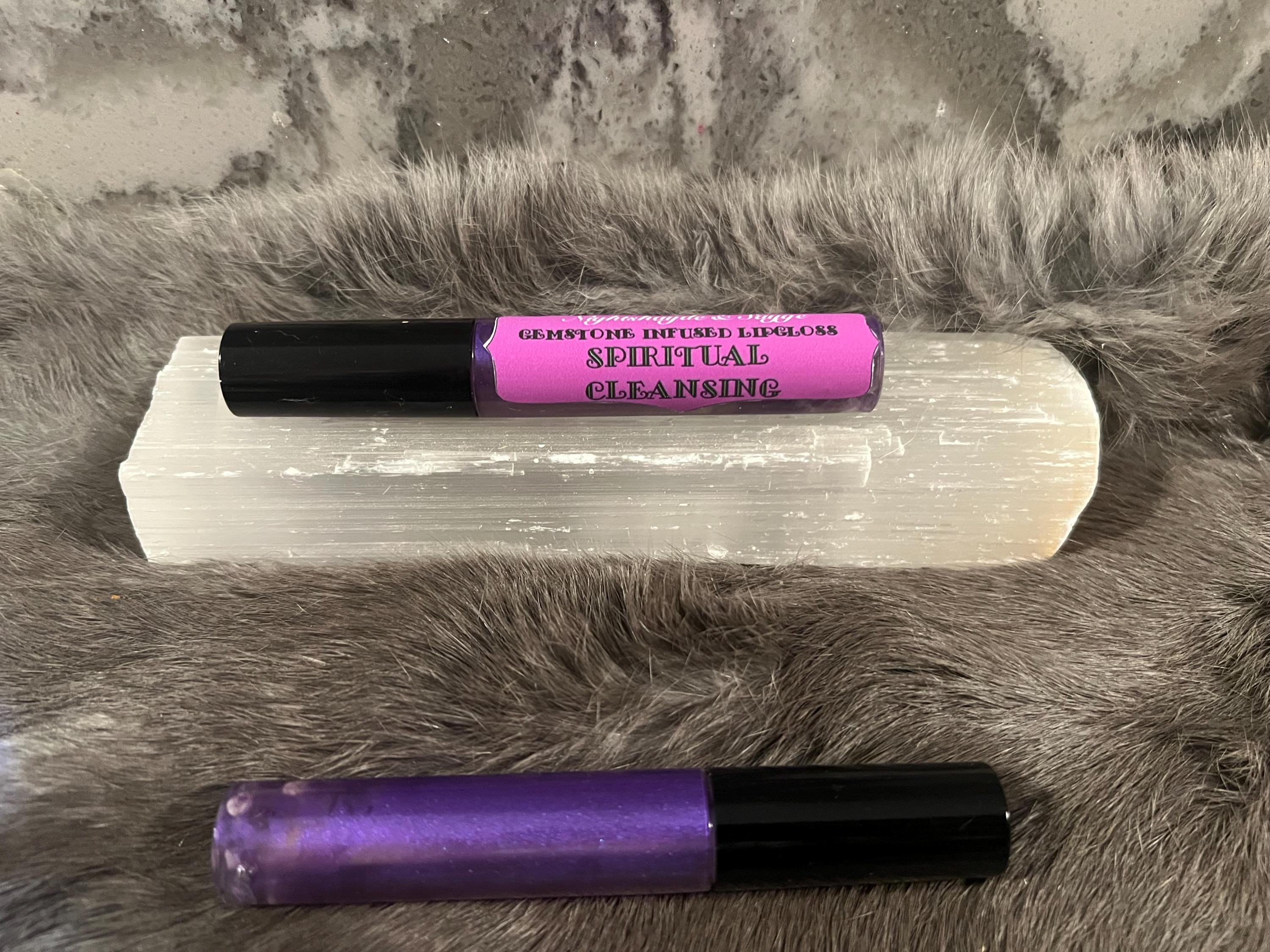 Witchy Lip Gloss: Amethyst Gemstone Infused, Vegan Spiritual Cleansing