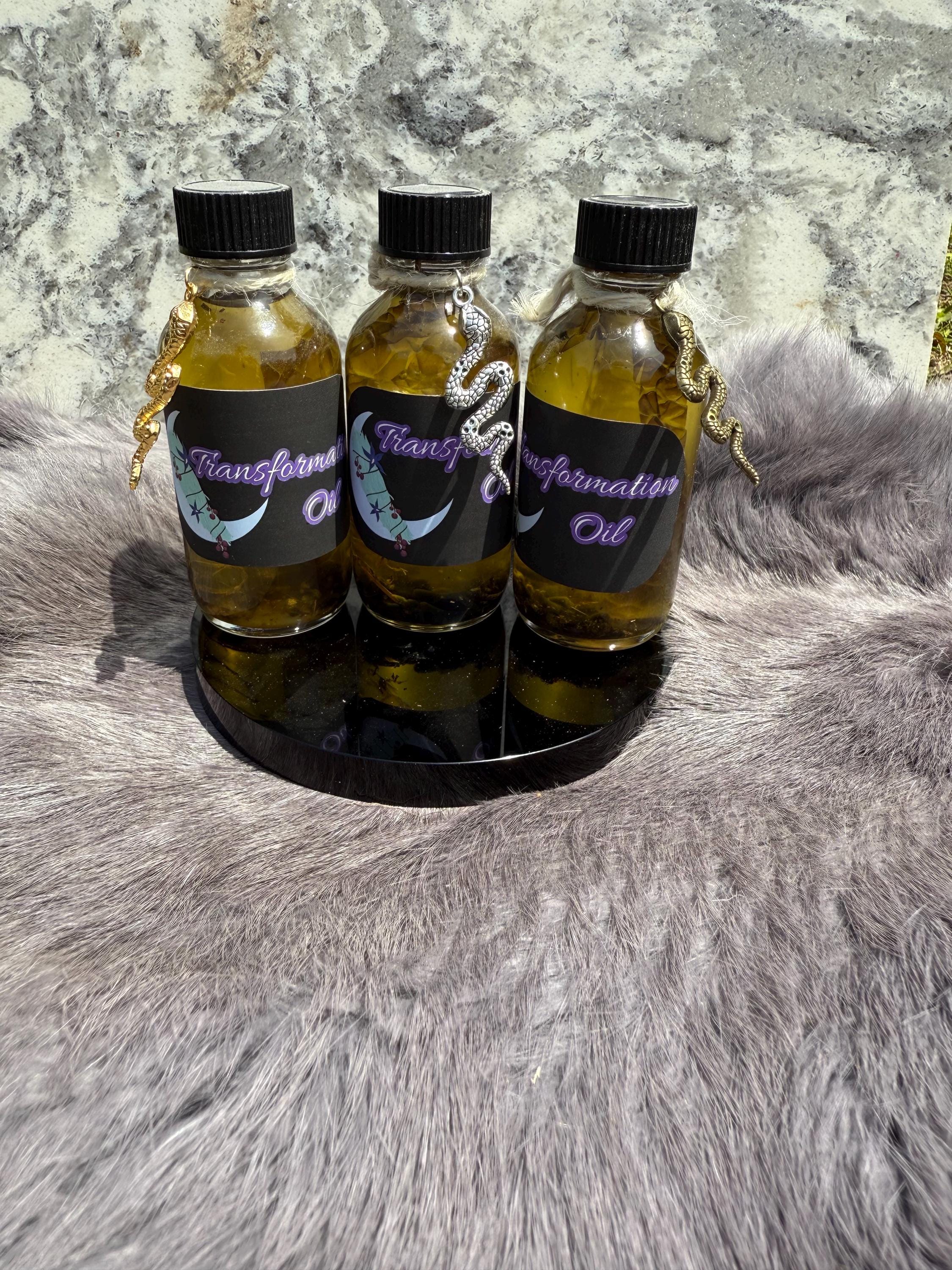 Transformation Spell Oil: Snakeskin, Mugwort & Obsidian - 2oz
