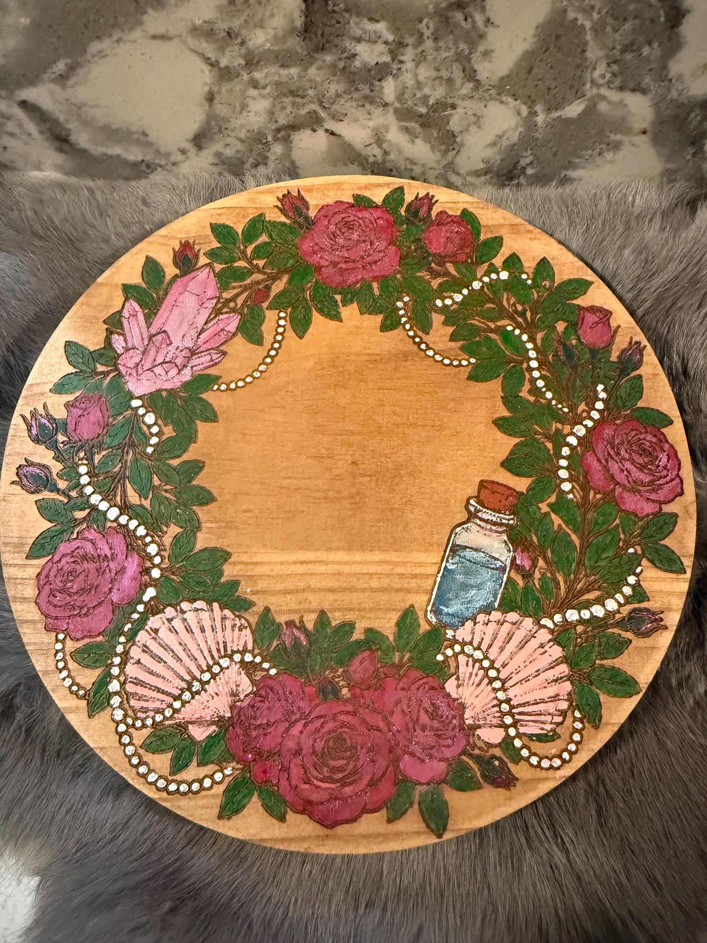 Aphrodite Altar Table – Hand-Painted Wood Dais for Rituals