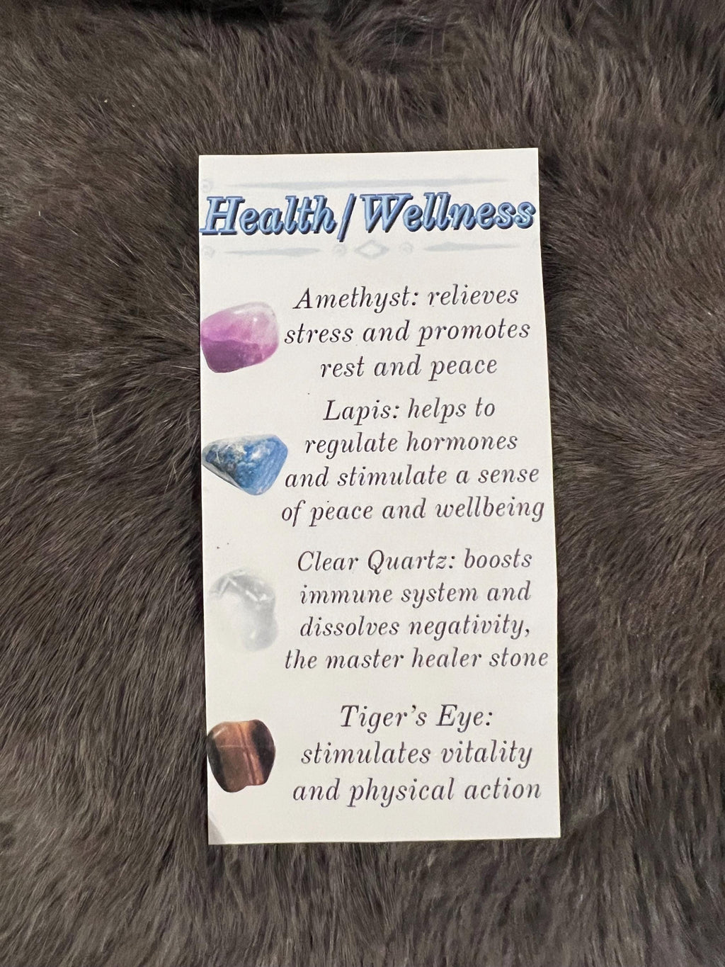 Health & Wellness Gemstone Kit: Tumbled Amethyst, Lapis, Quartz, Tiger's Eye