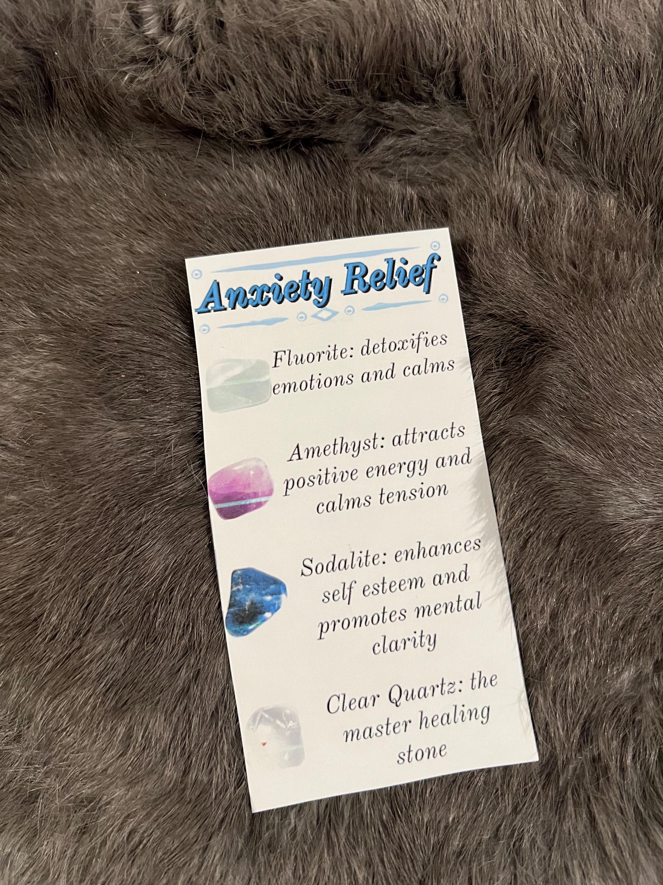 Anxiety Relief Gemstone Kit: Tumbled Amethyst, Sodalite, Quartz & Fluorite