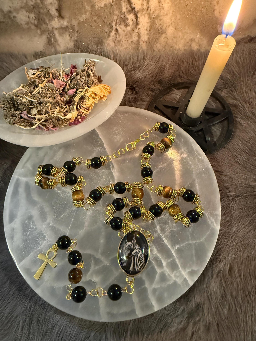 Anubis Diety Rosary: One Of A Kind Diety Prayer Bead Set