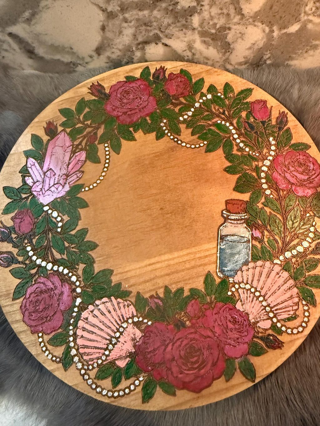 Aphrodite Altar Table – Hand-Painted Wood Dais for Rituals