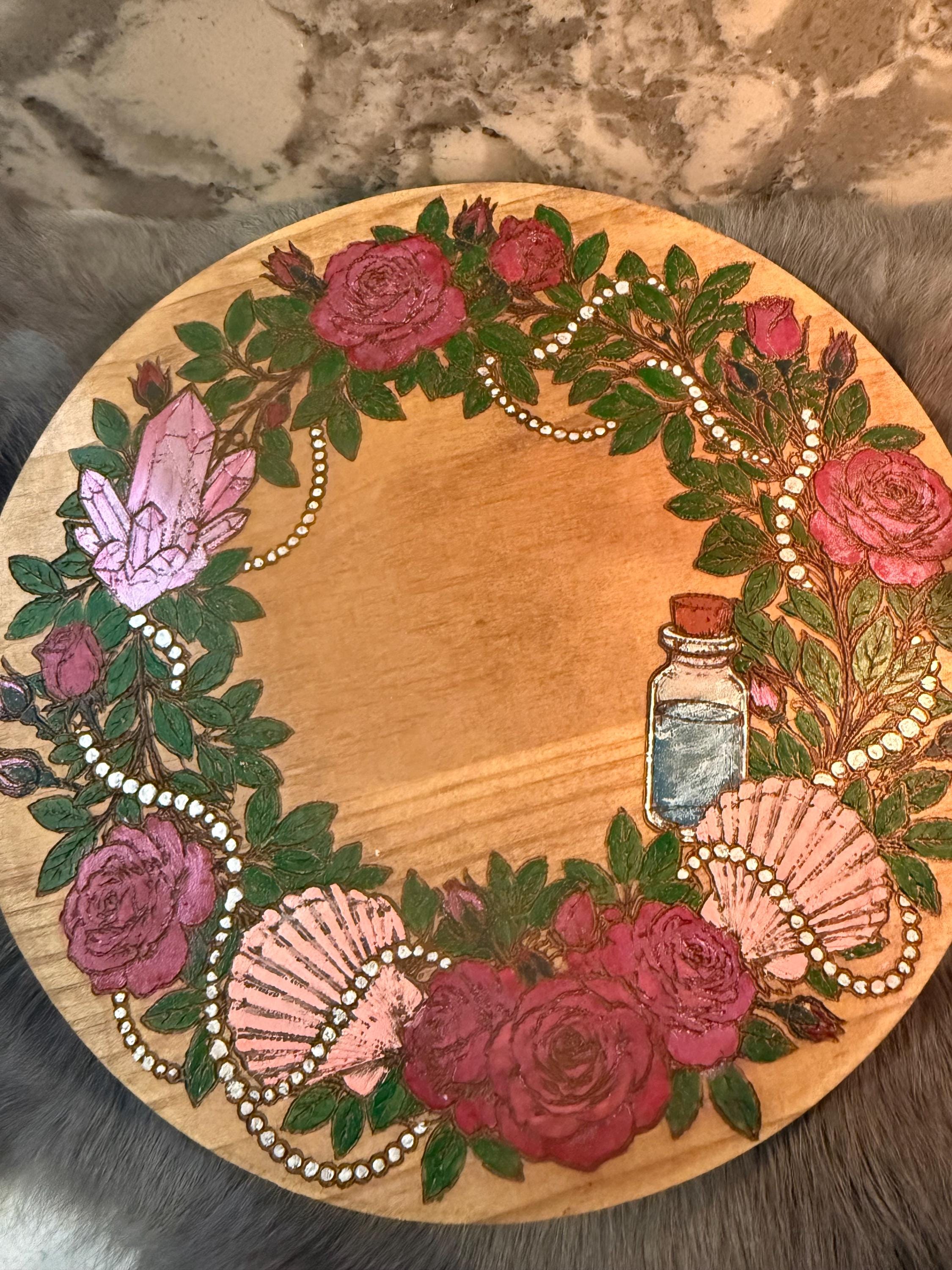 Aphrodite Altar Table – Hand-Painted Wood Dais for Rituals