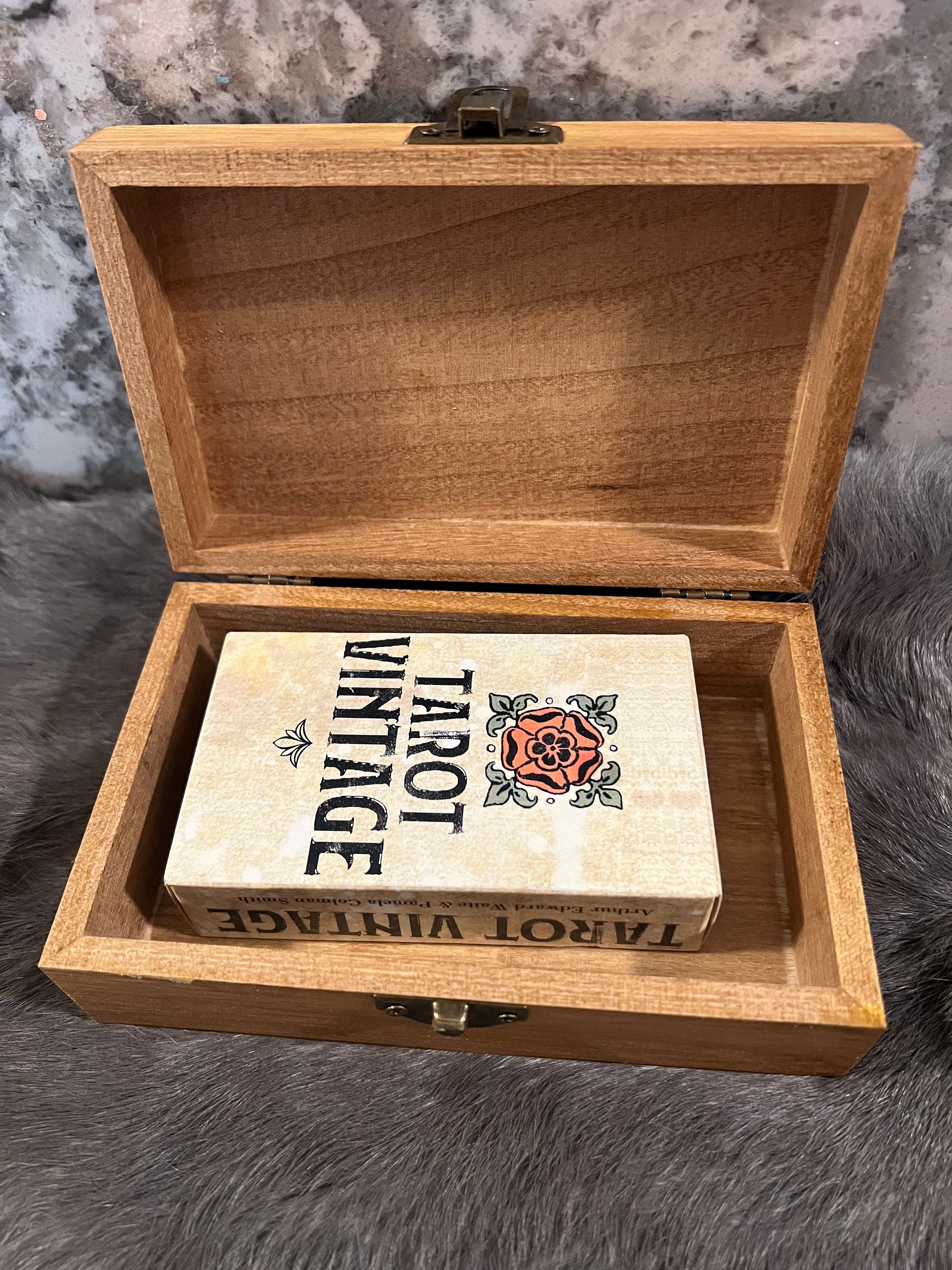 Etched Wood Tarot Card Box: Moth Altar Box (6x3.8 inches)