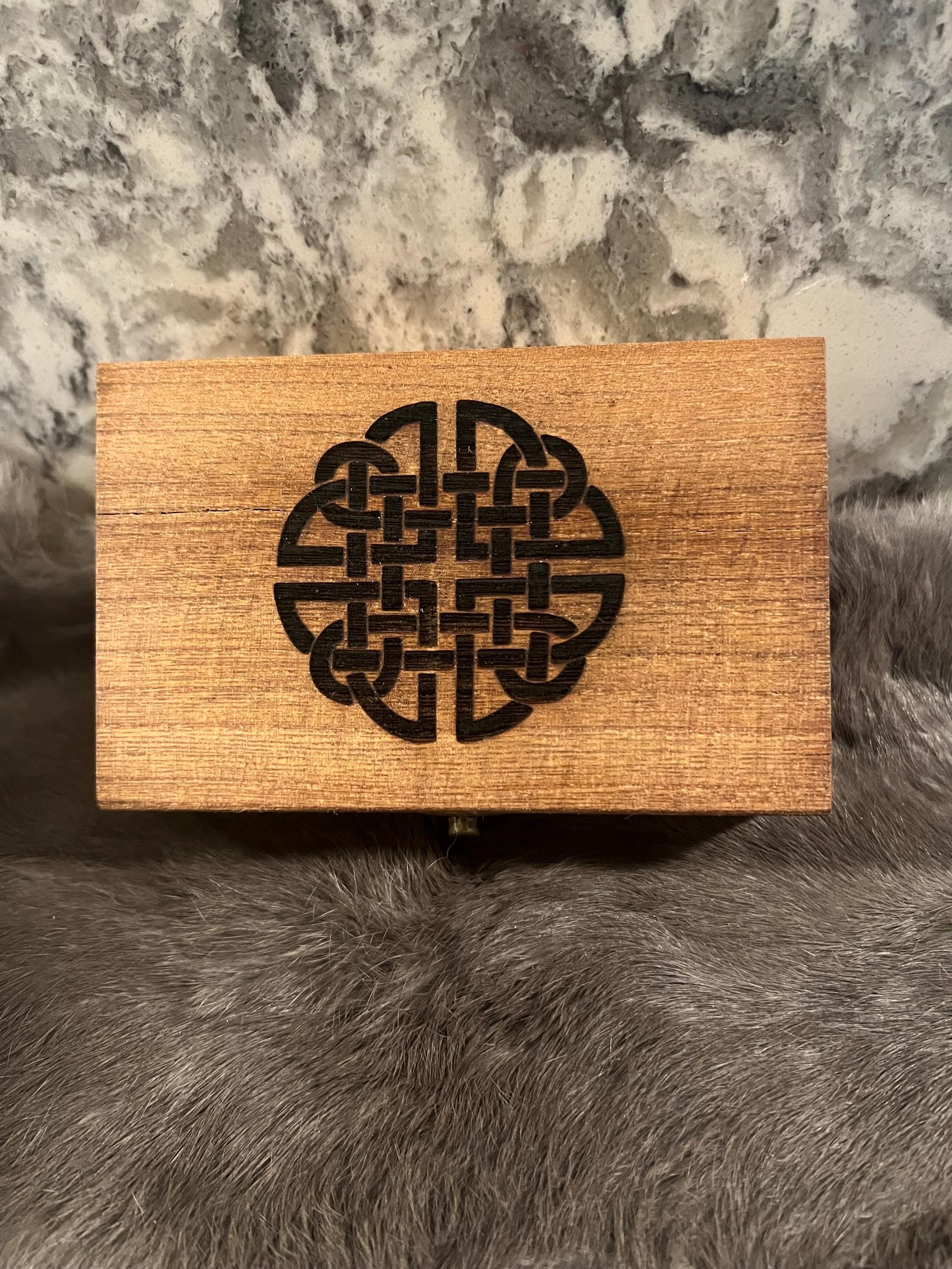Etched Wood Tarot Card Box: Altar Box with Celtic Knot